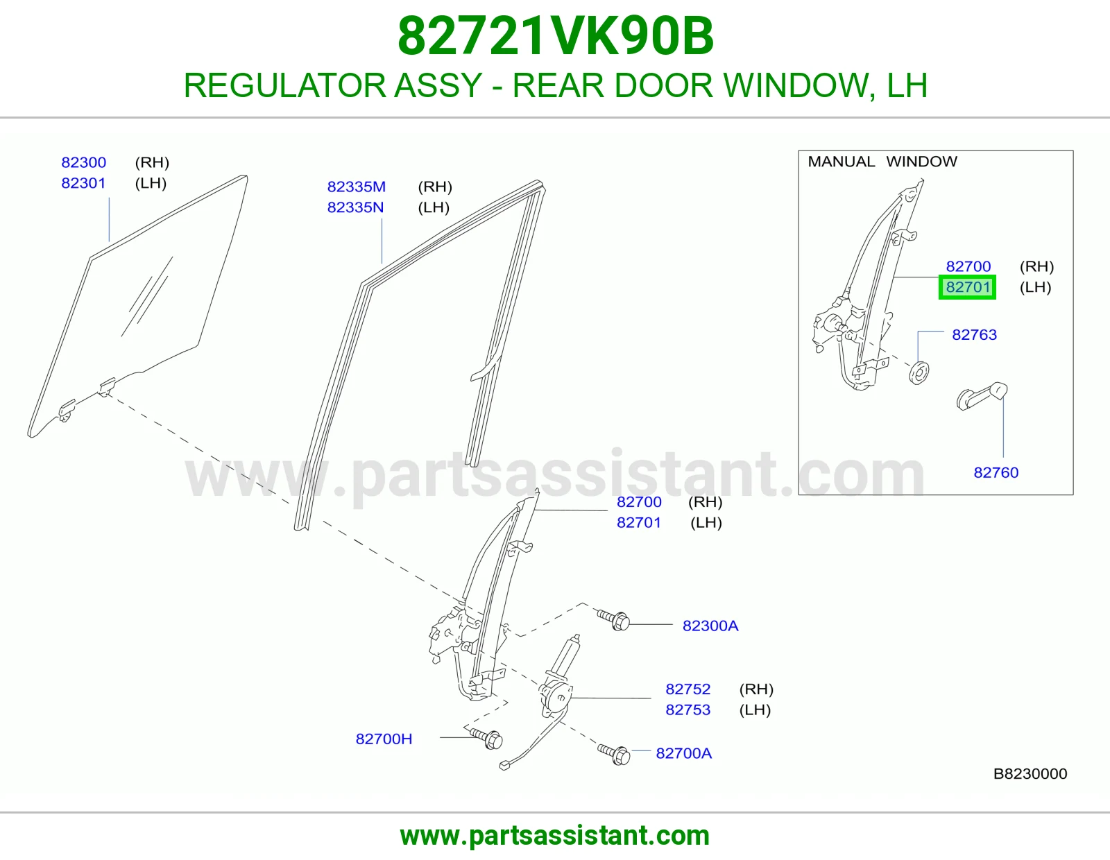 REGULATOR ASSY - REAR DOOR WINDOW, LH