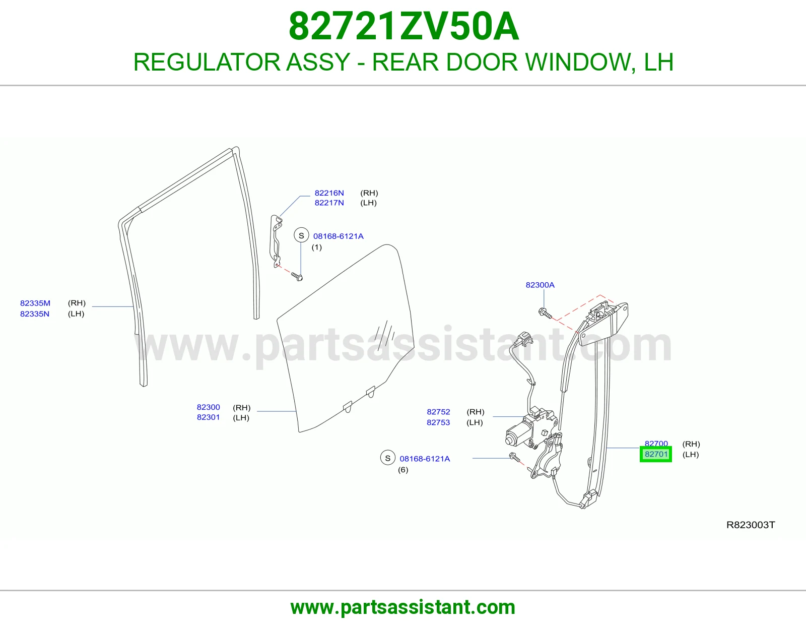 REGULATOR ASSY - REAR DOOR WINDOW, LH