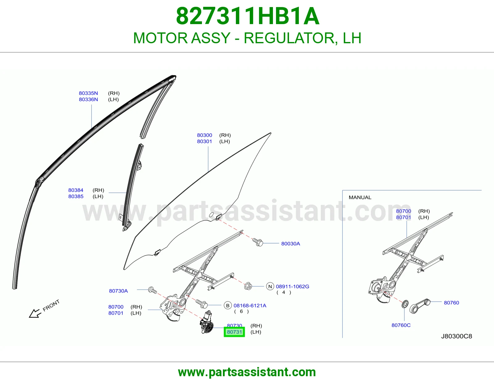 MOTOR ASSY - REGULATOR, LH