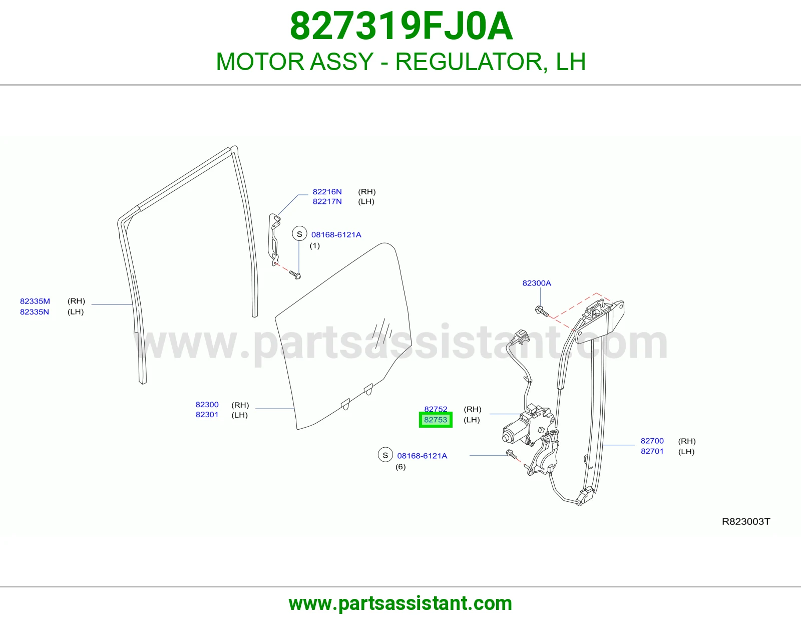 MOTOR ASSY - REGULATOR, LH