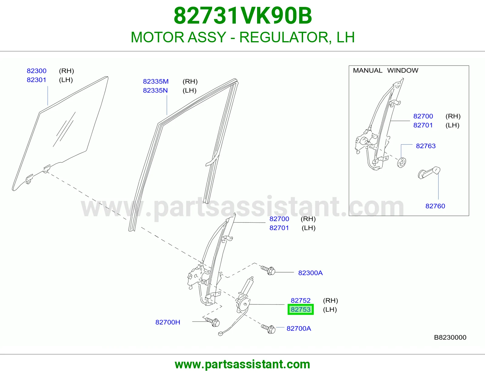 MOTOR ASSY - REGULATOR, LH