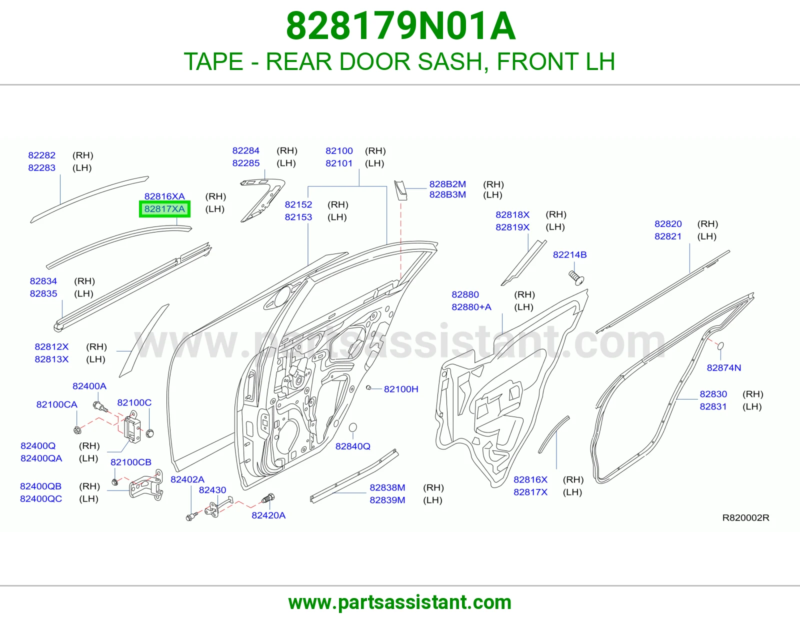 TAPE - REAR DOOR SASH, FRONT LH