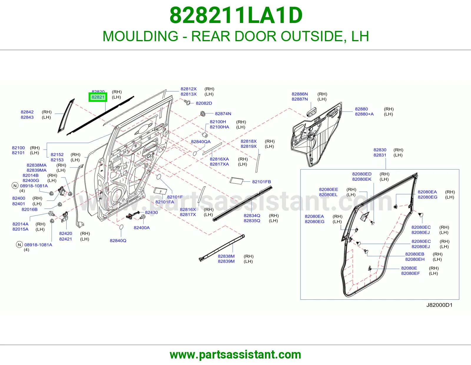 MOULDING - REAR DOOR OUTSIDE, LH
