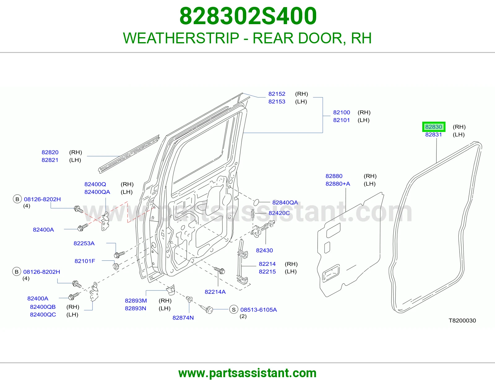 WEATHERSTRIP - REAR DOOR, RH