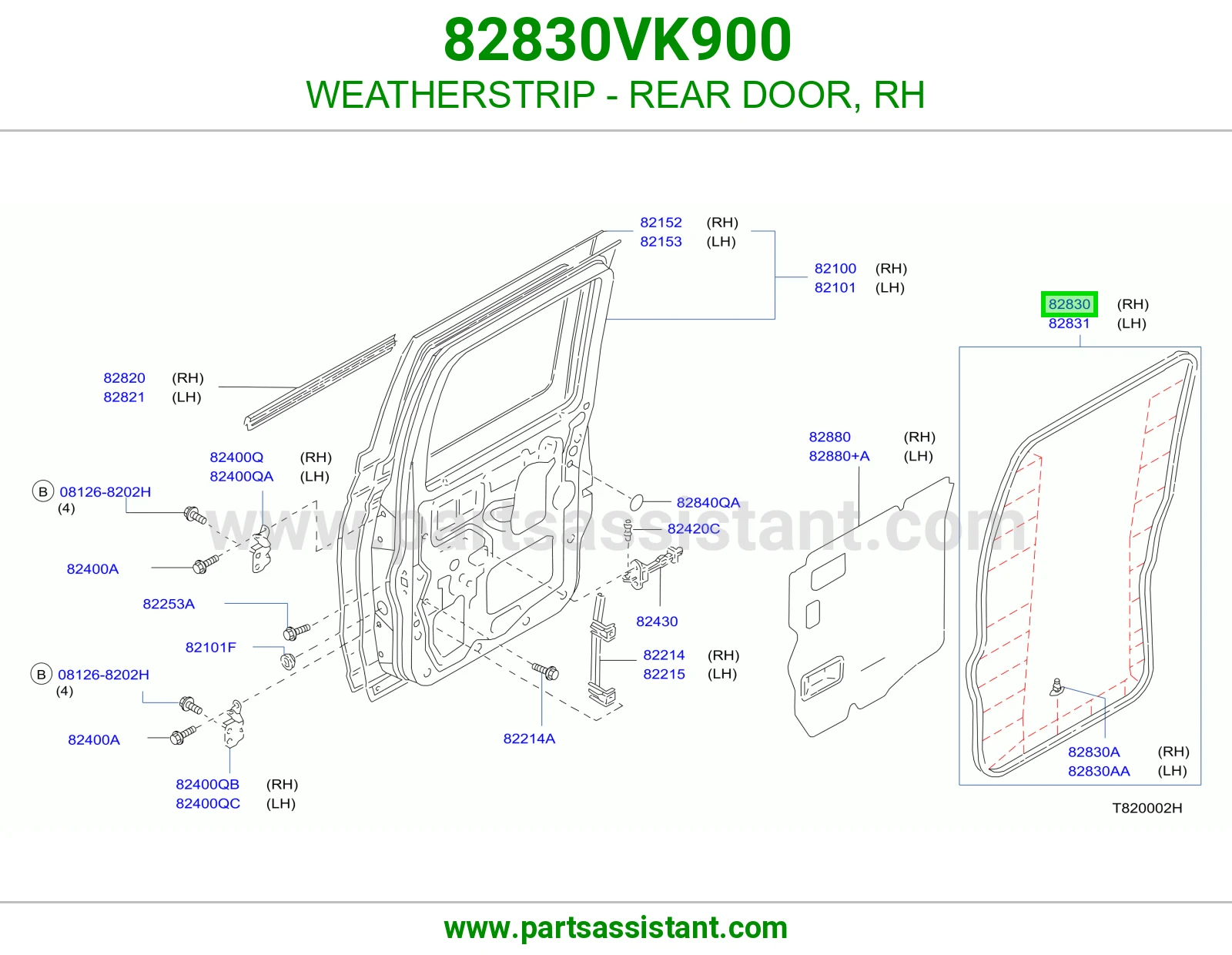 WEATHERSTRIP - REAR DOOR, RH
