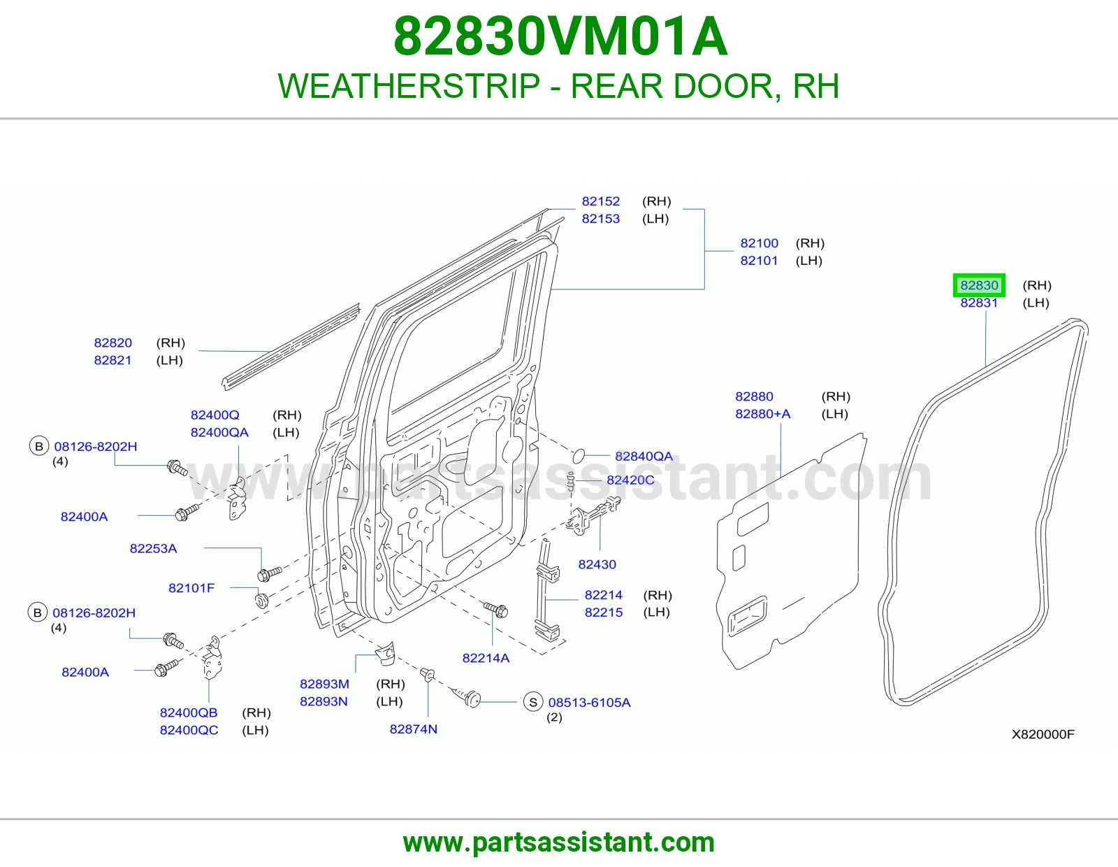 WEATHERSTRIP - REAR DOOR, RH