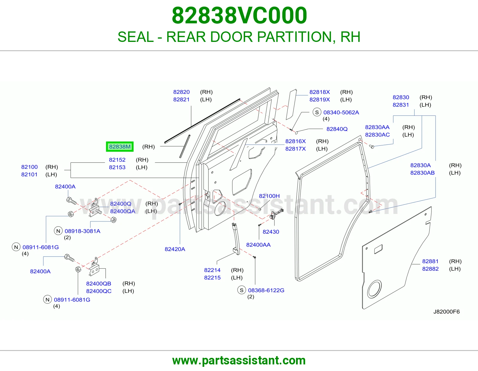 SEAL - REAR DOOR PARTITION, RH