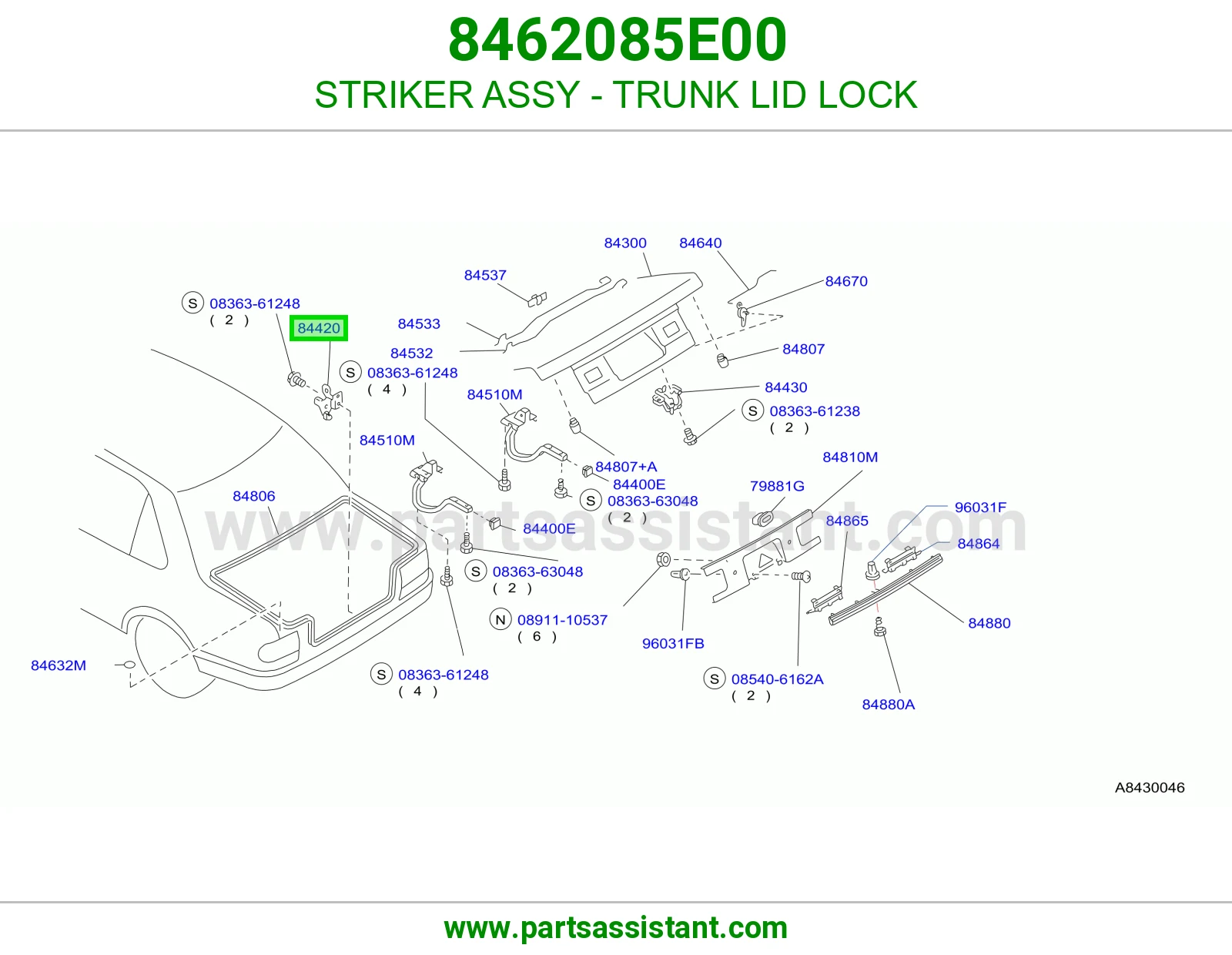 STRIKER ASSY - TRUNK LID LOCK