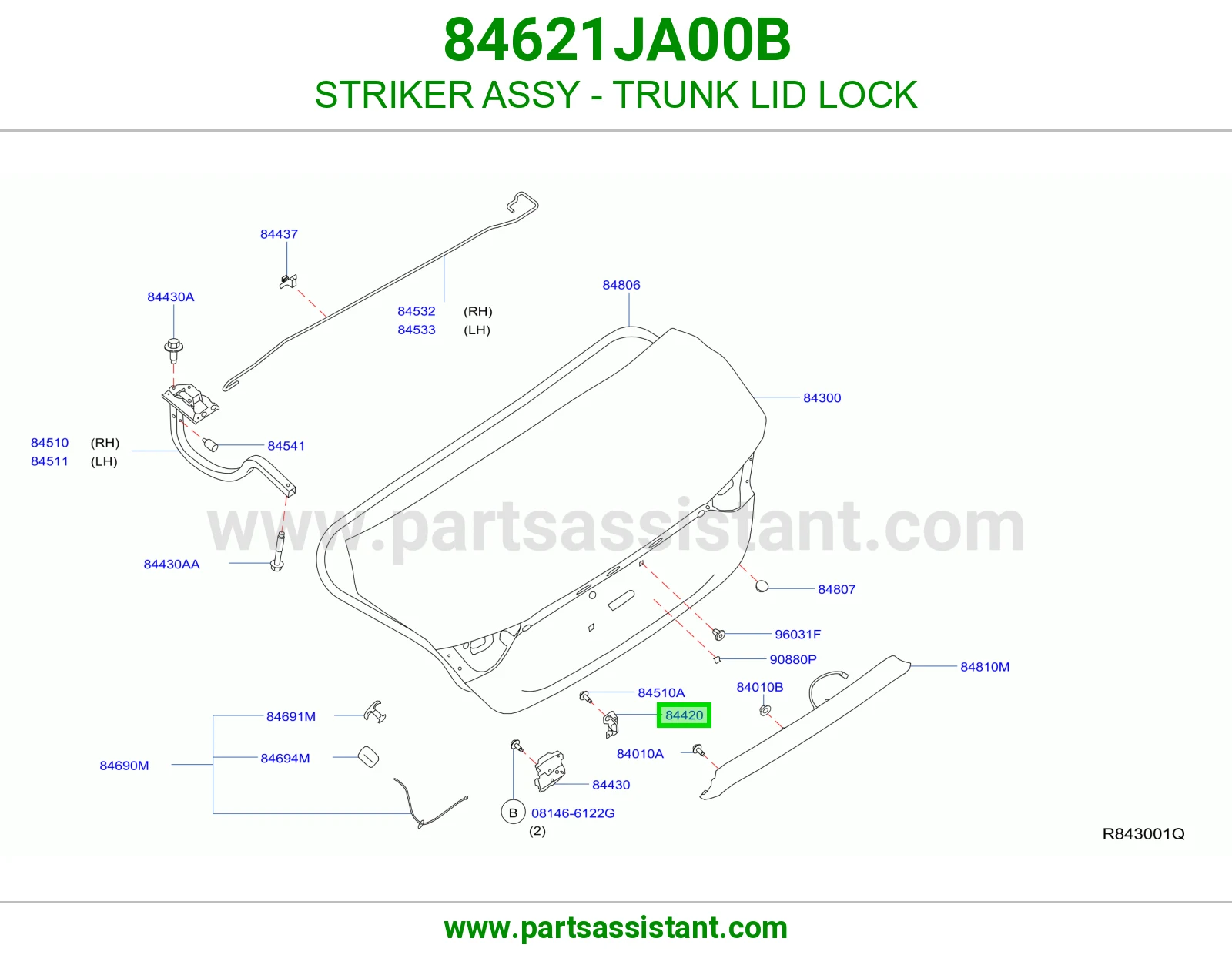 STRIKER ASSY - TRUNK LID LOCK