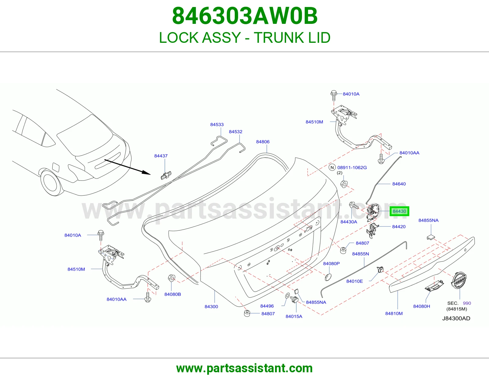 LOCK ASSY - TRUNK LID