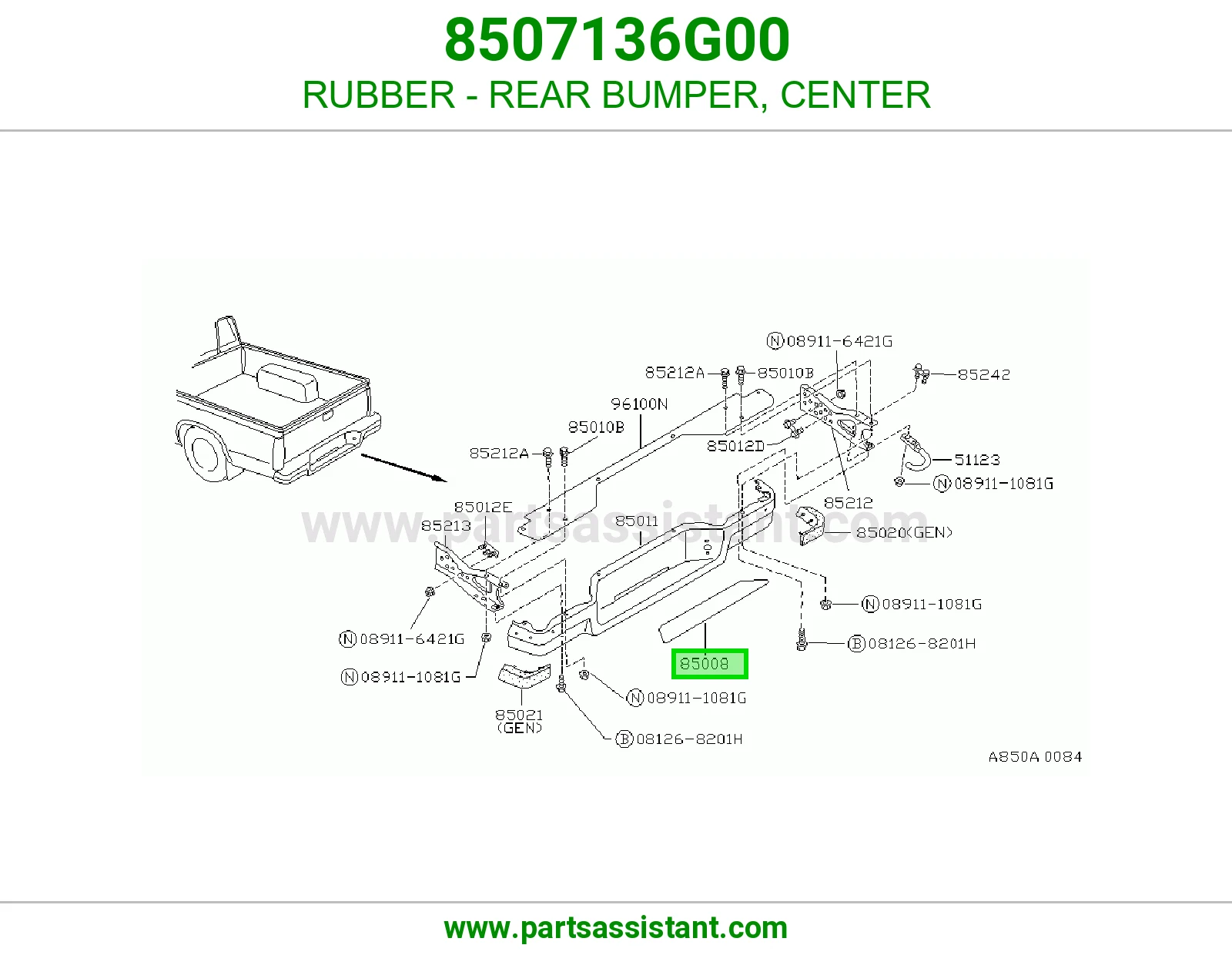RUBBER - REAR BUMPER, CENTER