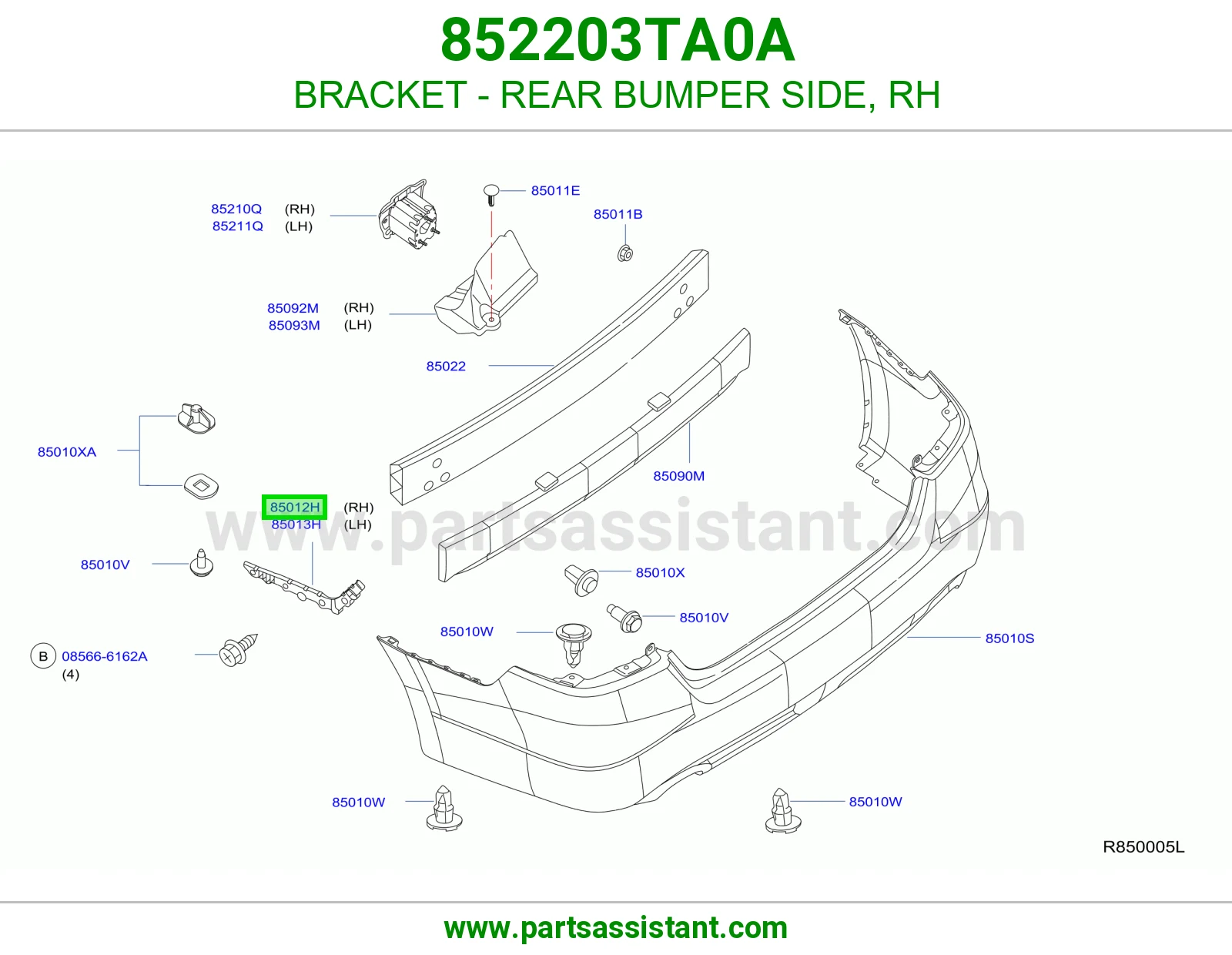 BRACKET - REAR BUMPER SIDE, RH