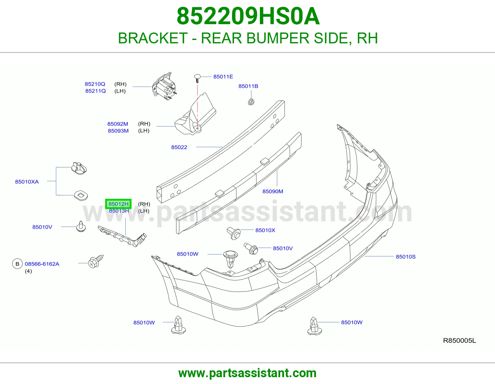 BRACKET - REAR BUMPER SIDE, RH