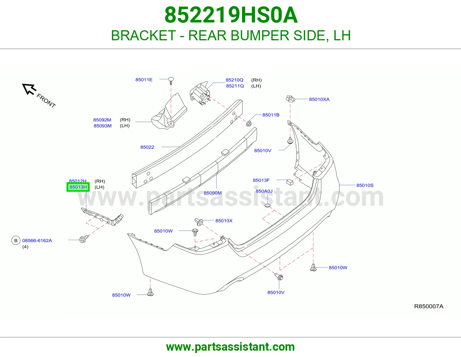 BRACKET - REAR BUMPER SIDE, LH