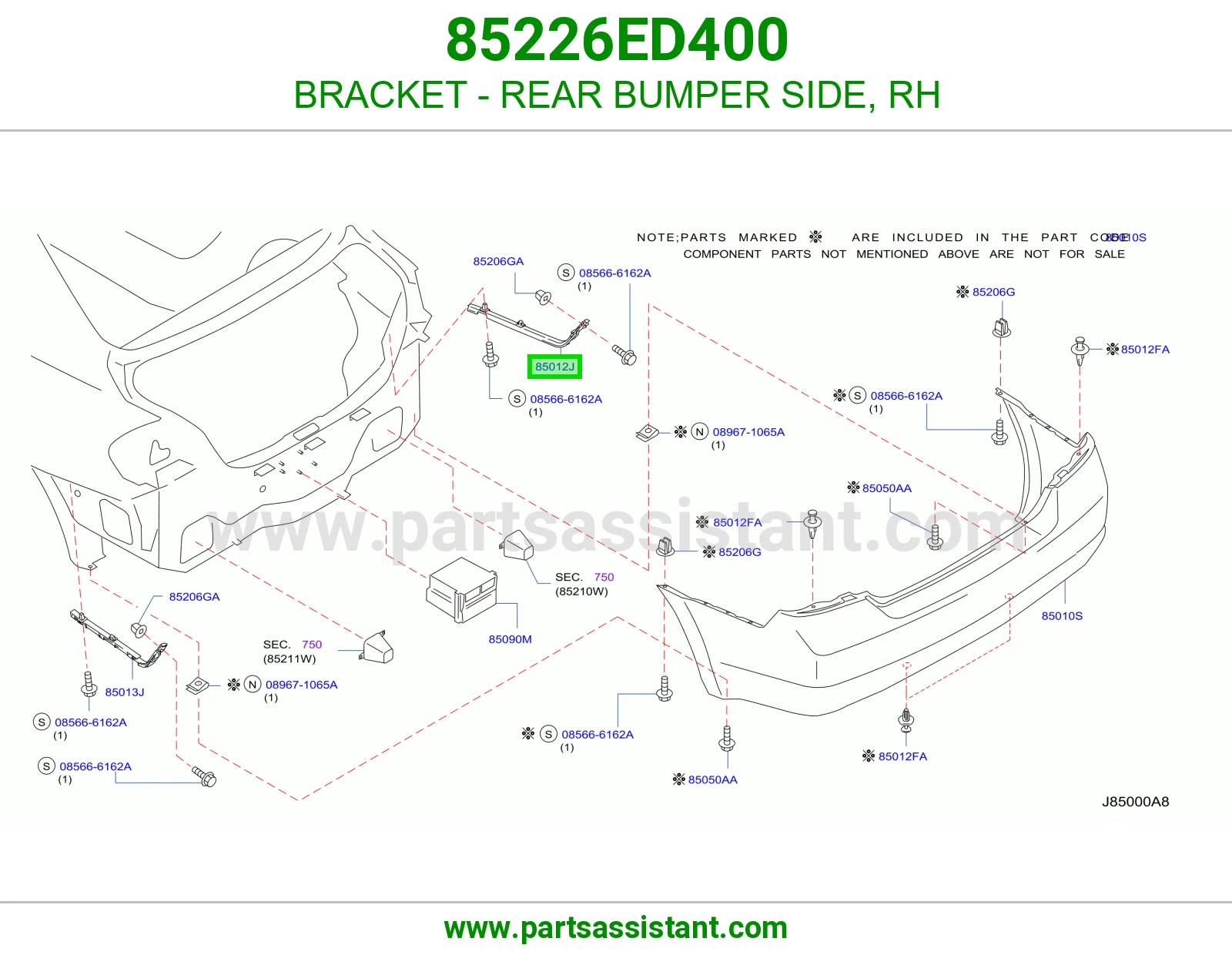 BRACKET - REAR BUMPER SIDE, RH
