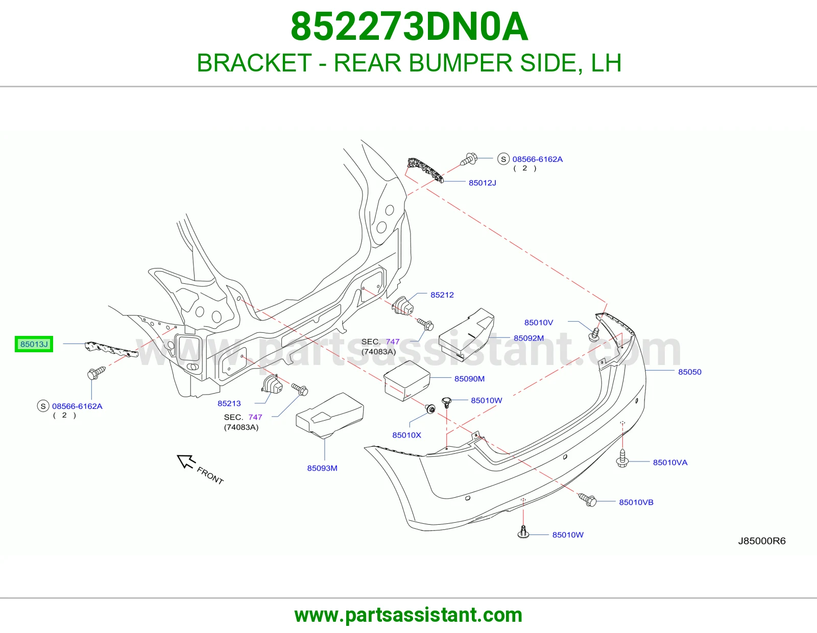 BRACKET - REAR BUMPER SIDE, LH