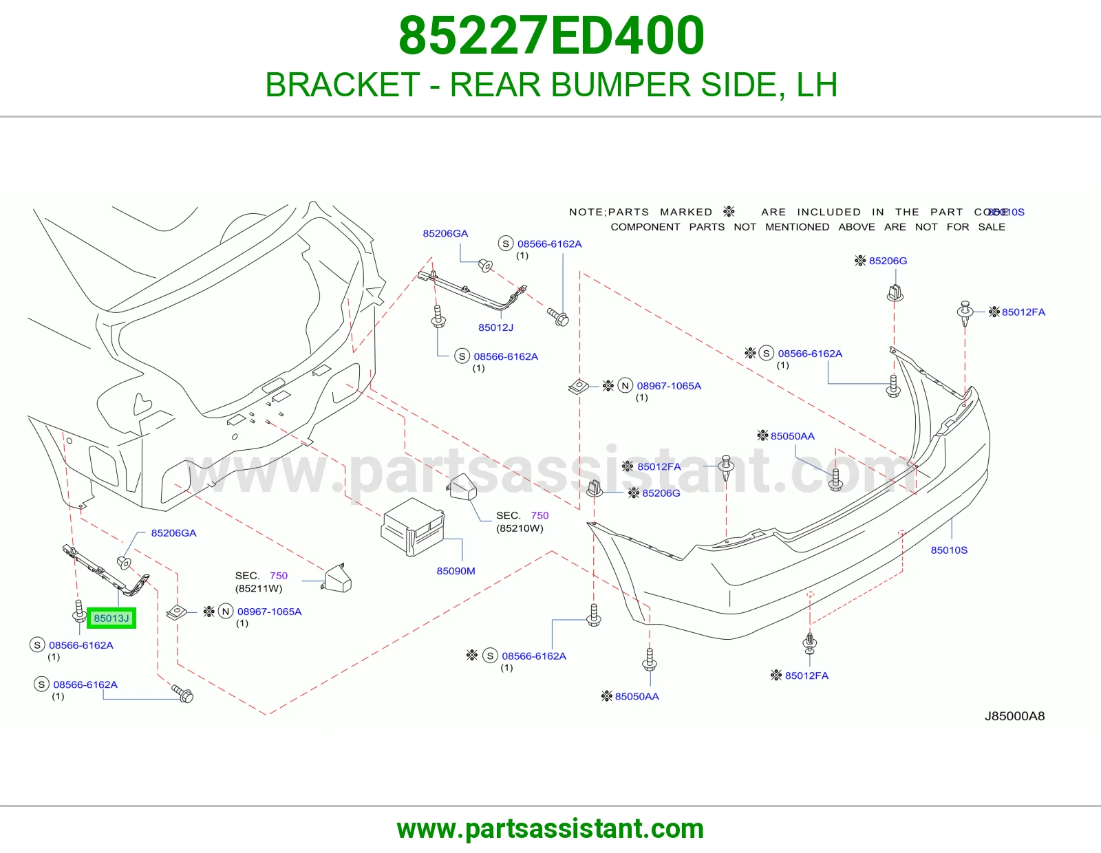 BRACKET - REAR BUMPER SIDE, LH