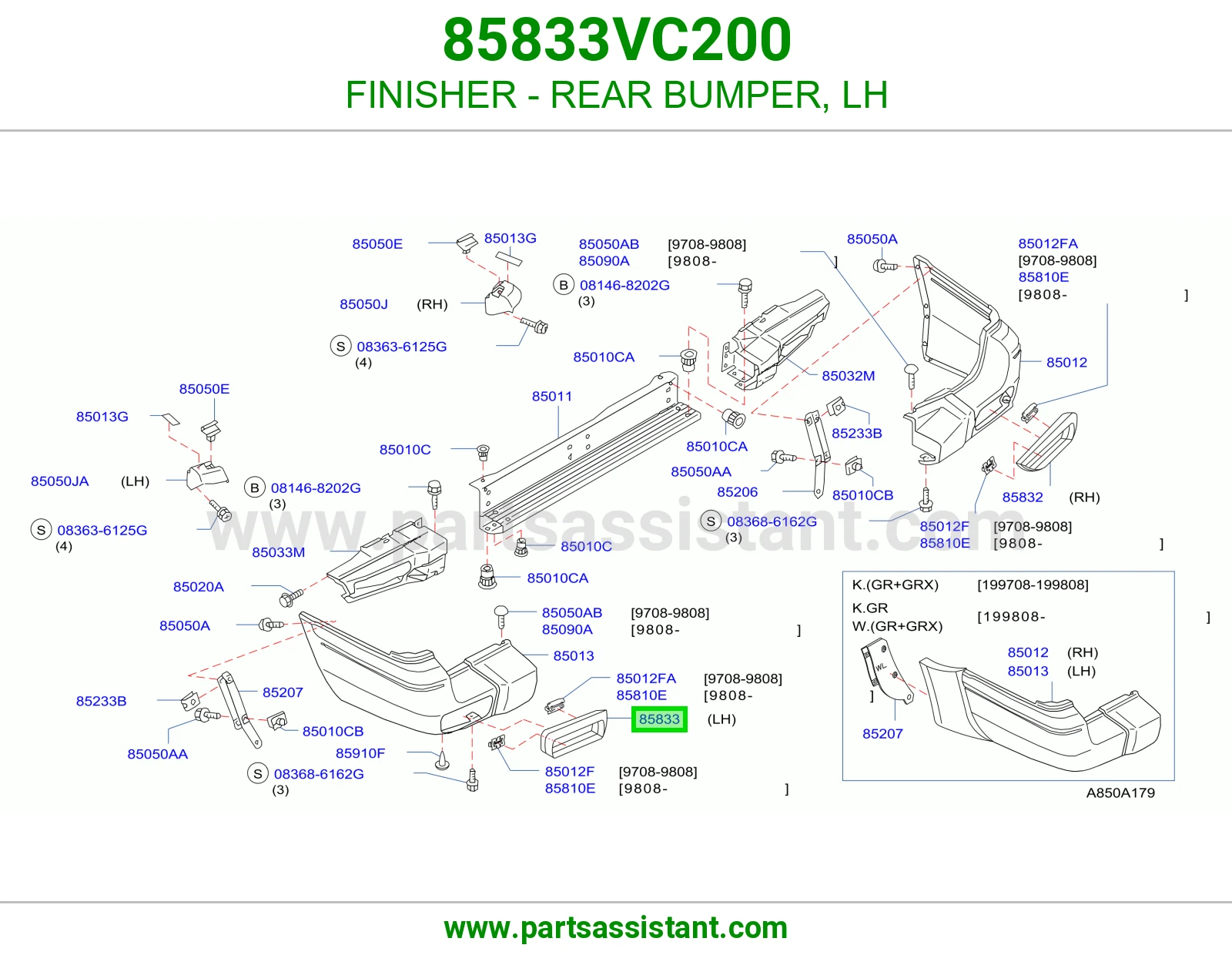 FINISHER - REAR BUMPER, LH