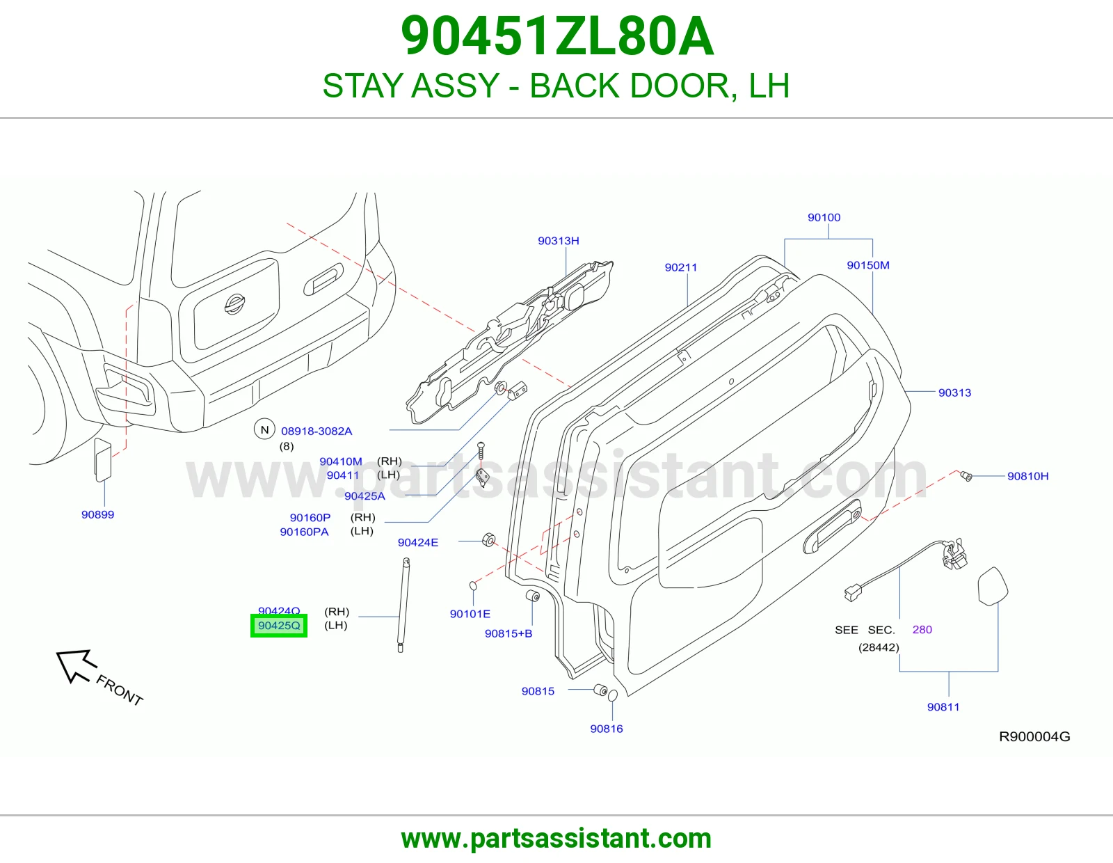 STAY ASSY - BACK DOOR, LH