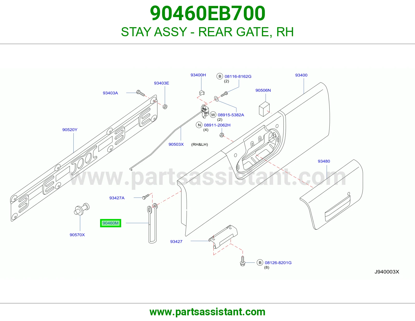 STAY ASSY - REAR GATE, RH