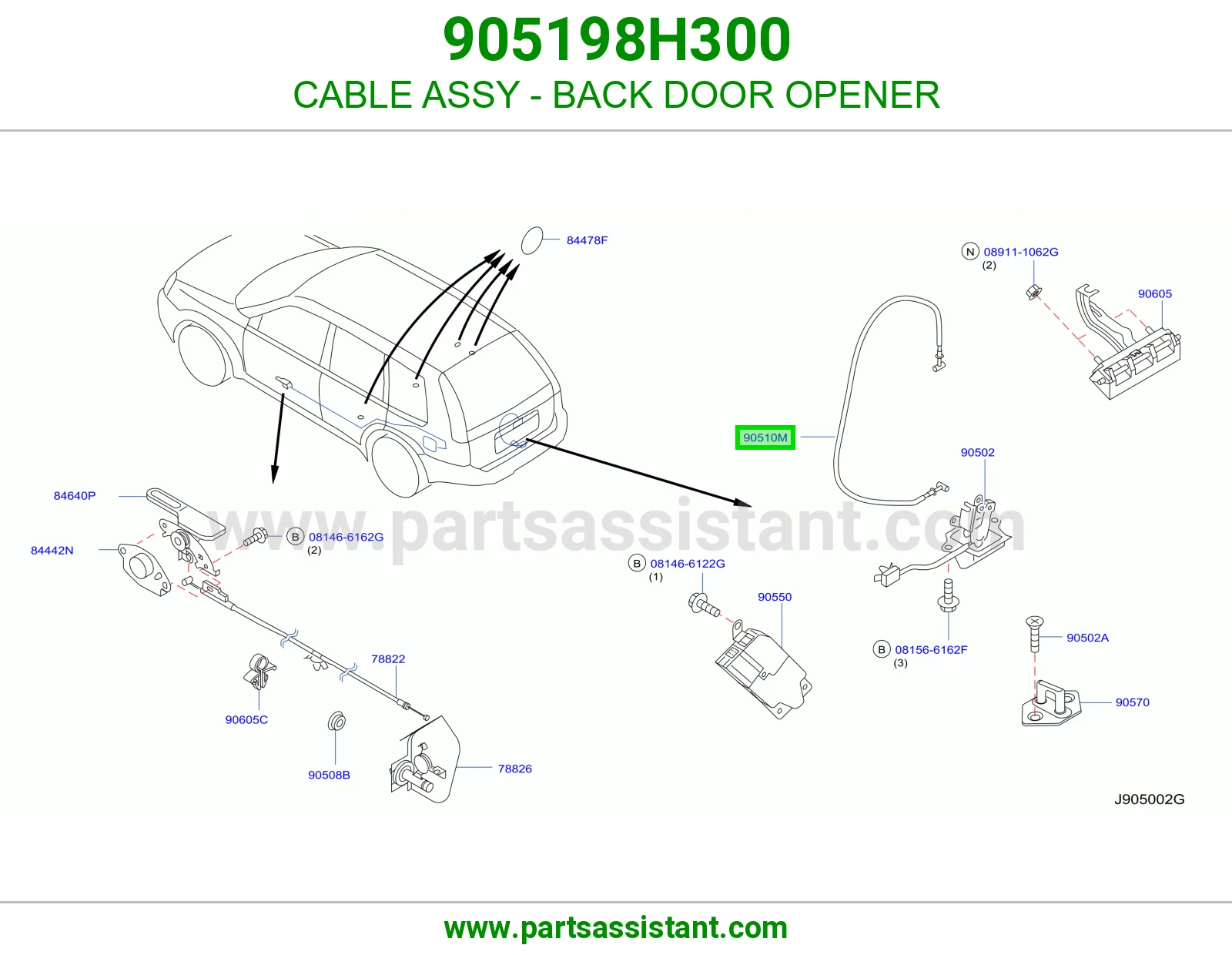 CABLE ASSY - BACK DOOR OPENER