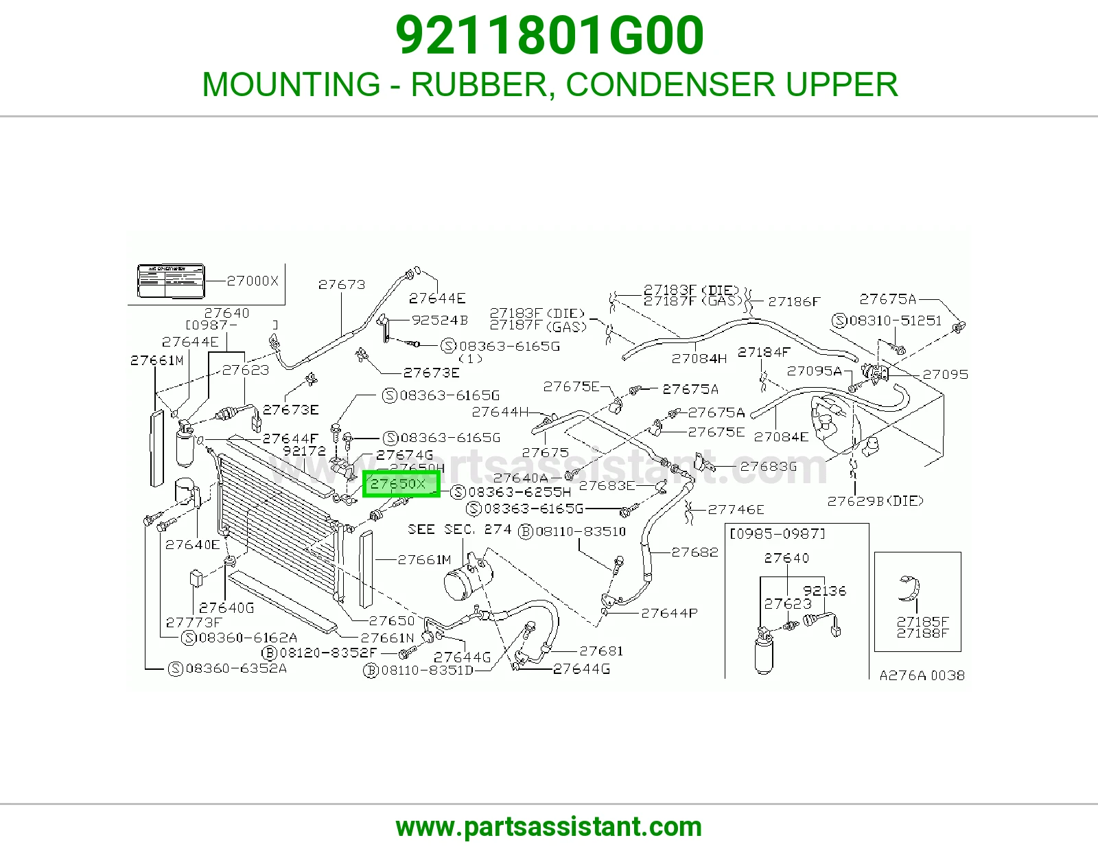 MOUNTING - RUBBER, CONDENSER UPPER