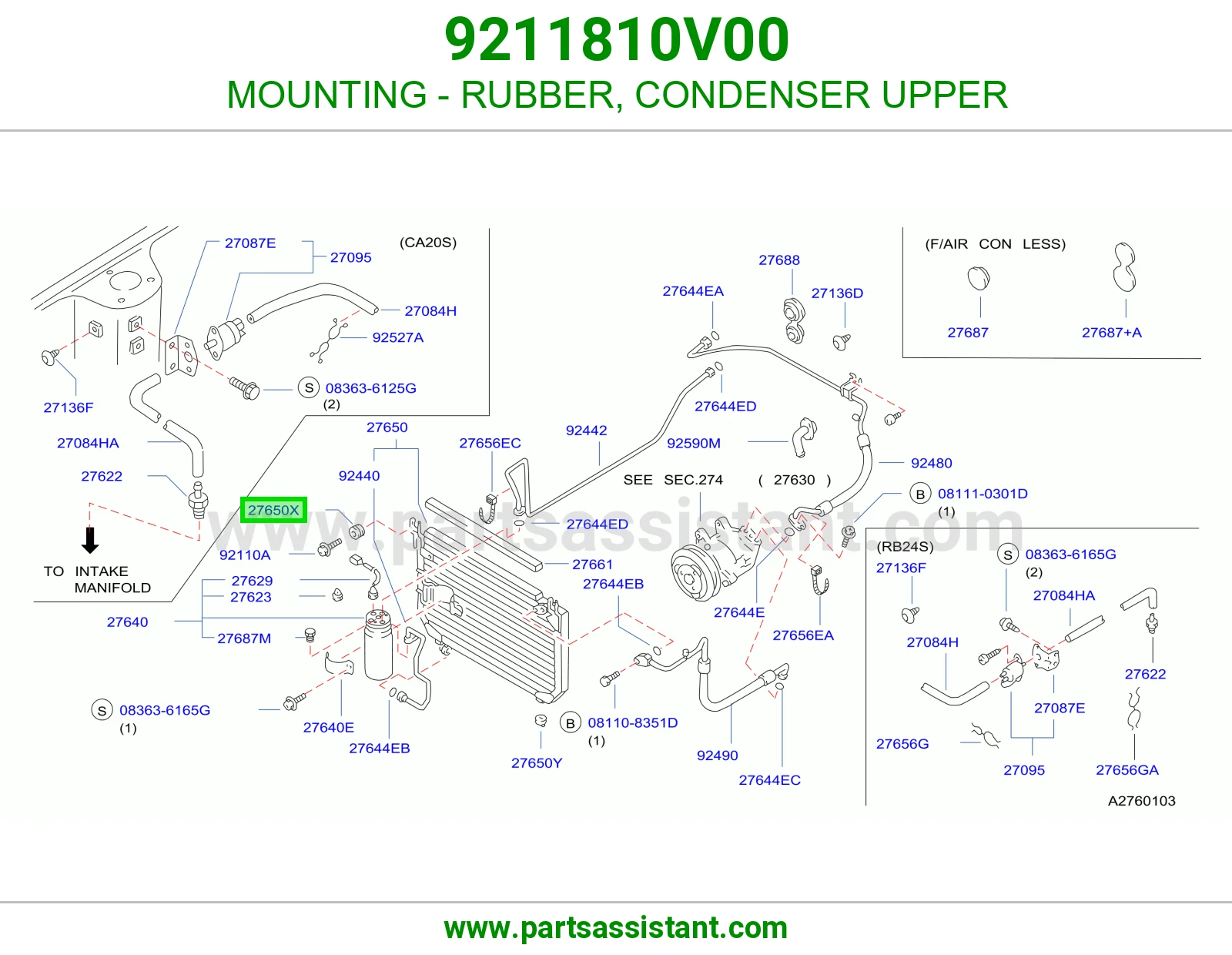 MOUNTING - RUBBER, CONDENSER UPPER