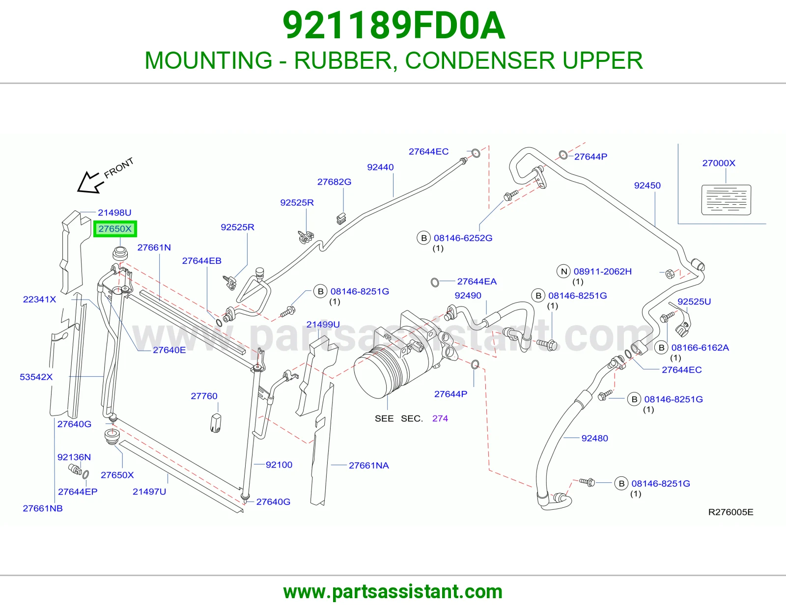 MOUNTING - RUBBER, CONDENSER UPPER