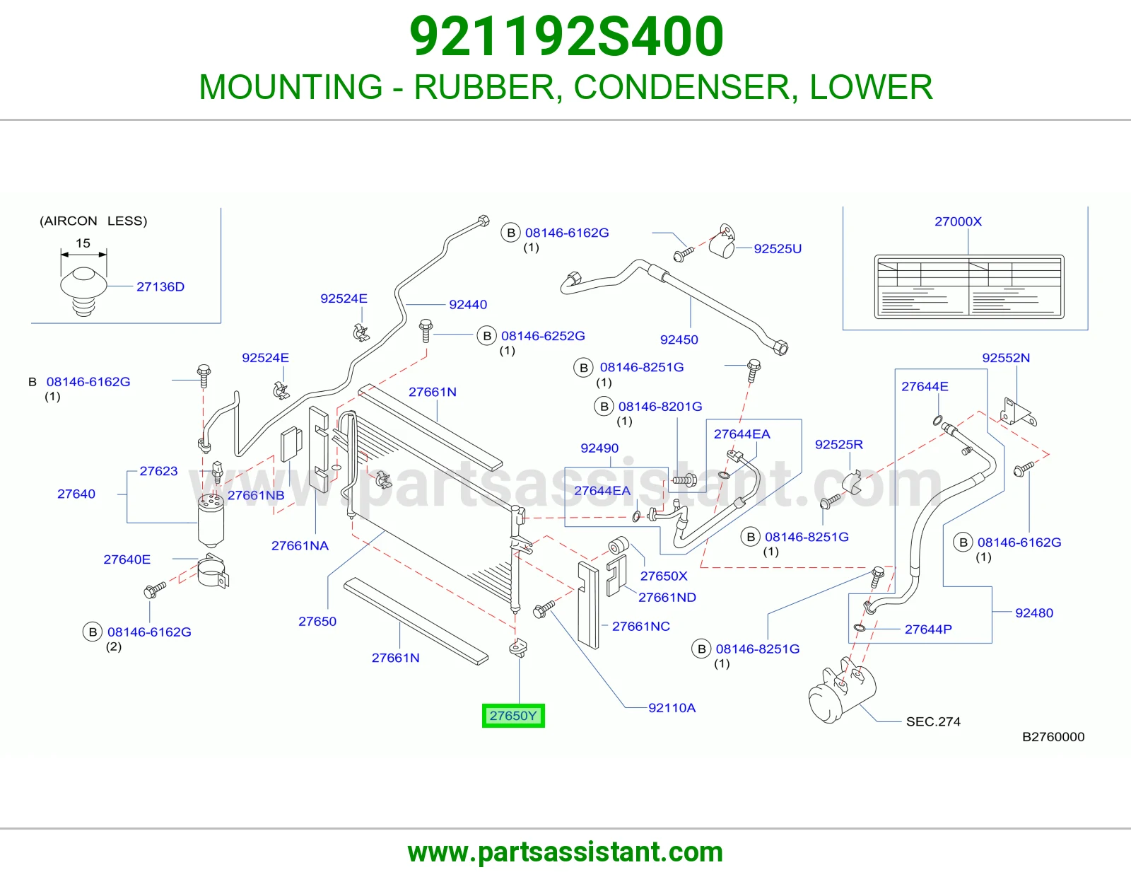 MOUNTING - RUBBER, CONDENSER, LOWER