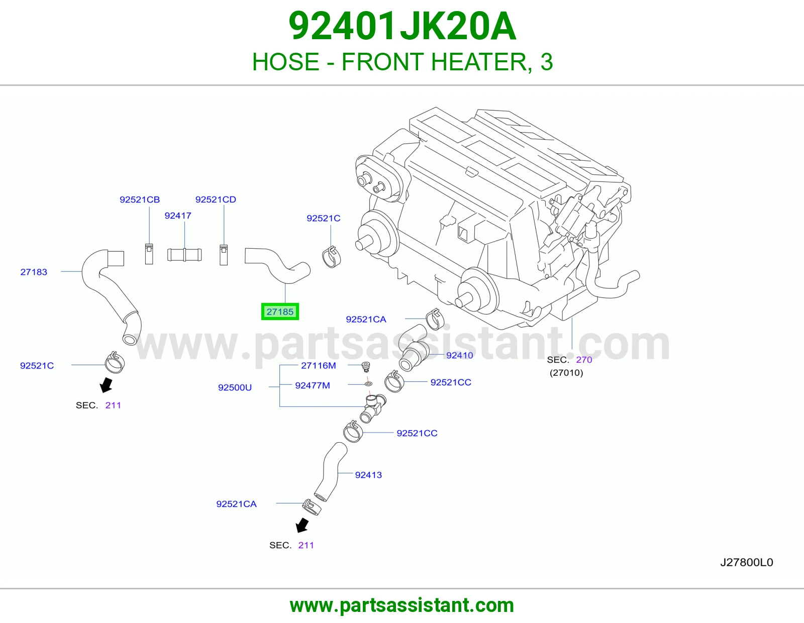 HOSE - FRONT HEATER, 3