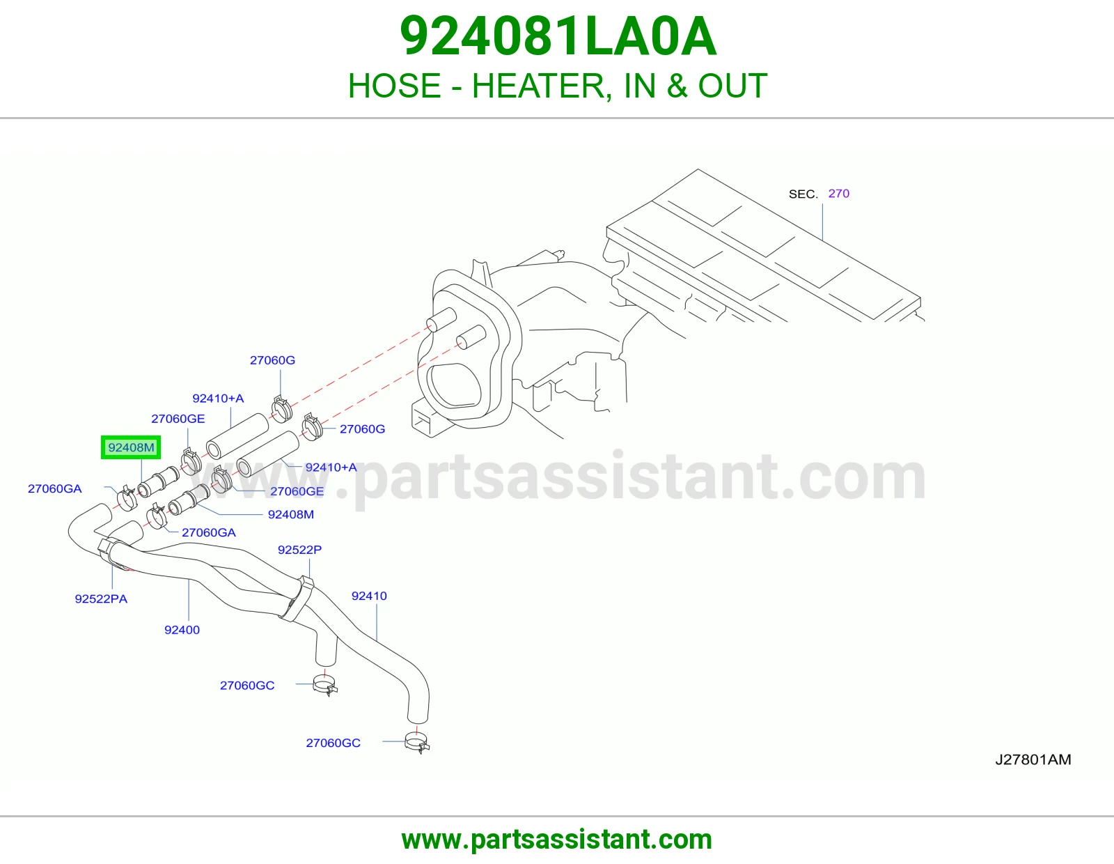 HOSE - HEATER, IN & OUT