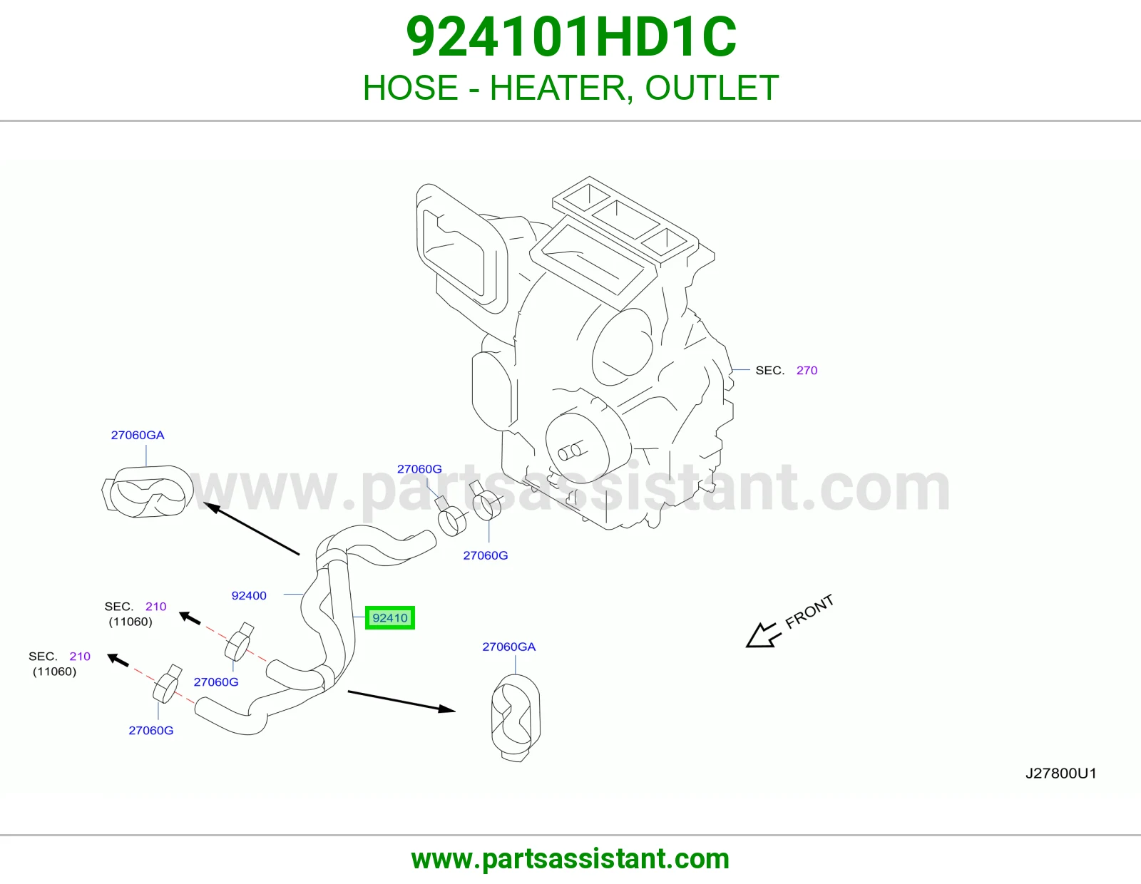 HOSE - HEATER, OUTLET