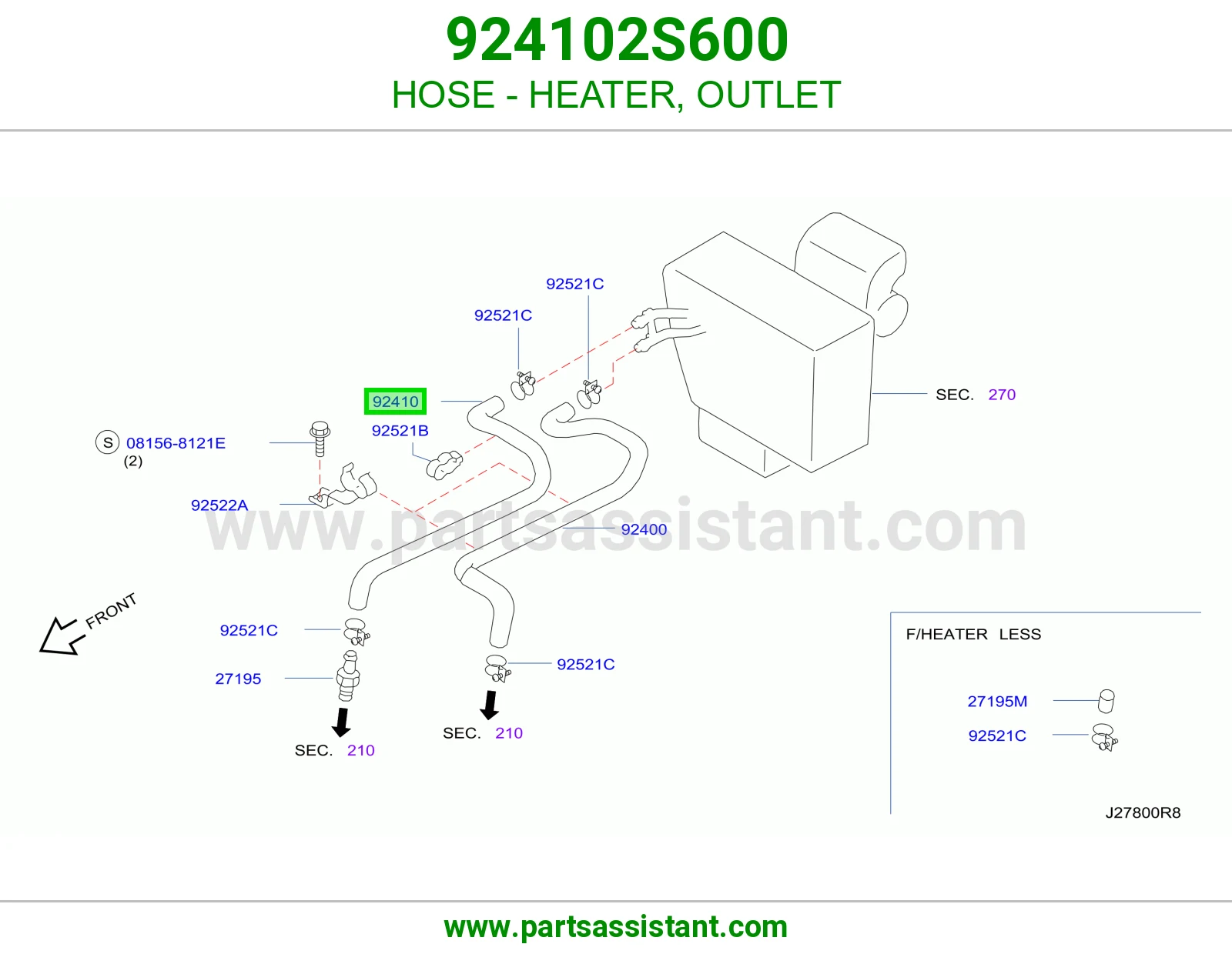 HOSE - HEATER, OUTLET