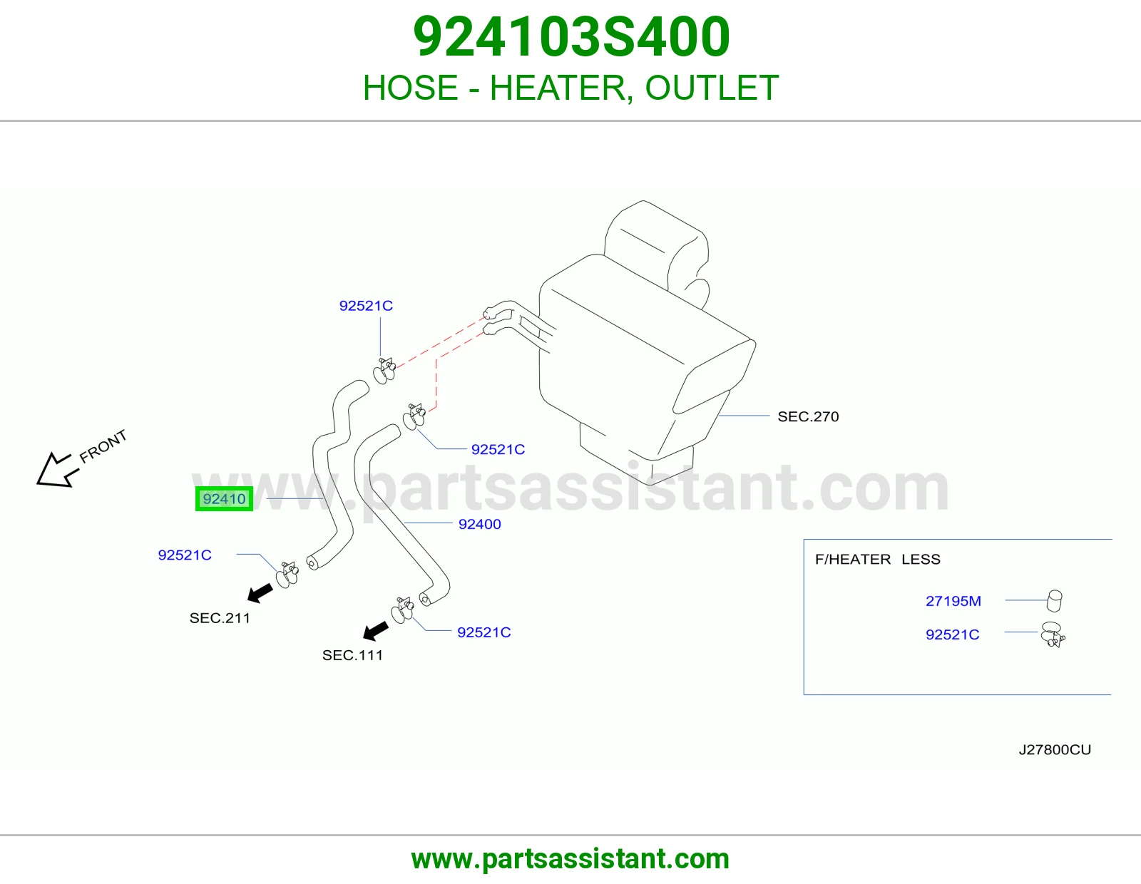 HOSE - HEATER, OUTLET