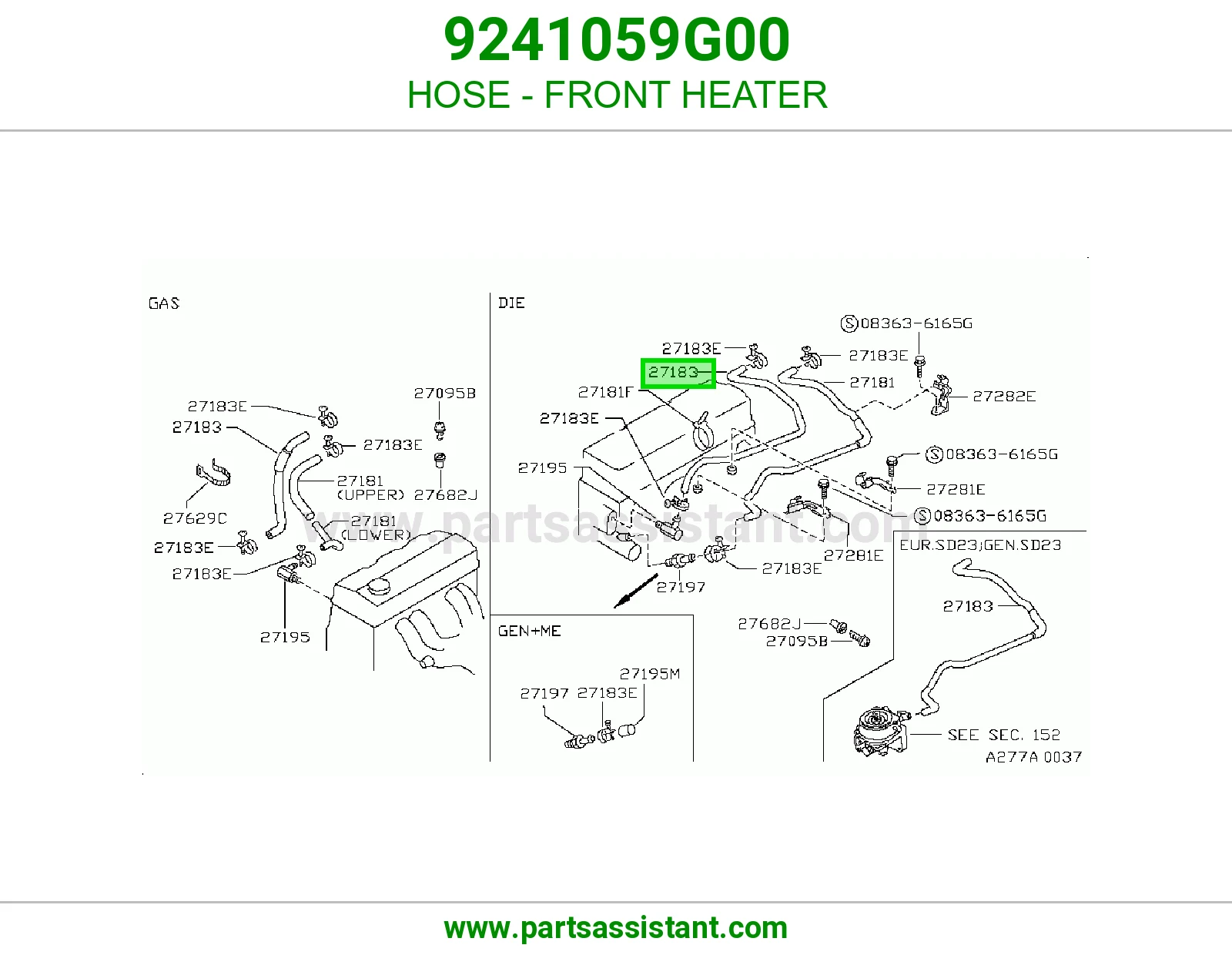 HOSE - FRONT HEATER