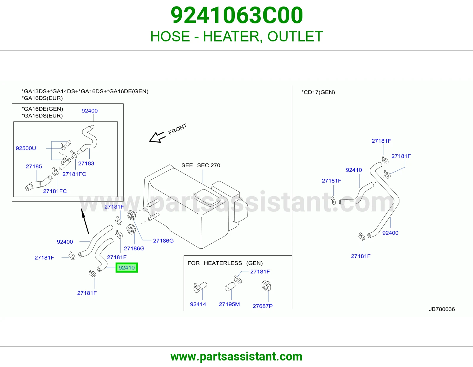HOSE - HEATER, OUTLET