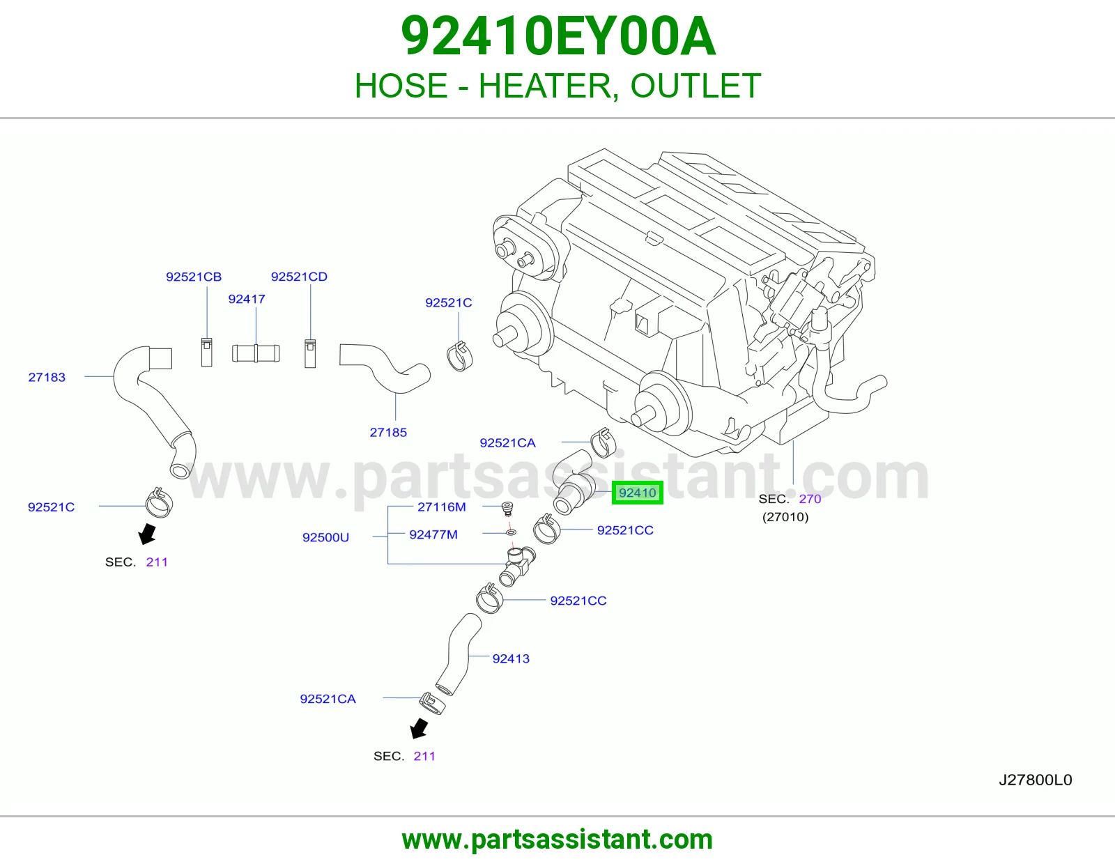 HOSE - HEATER, OUTLET