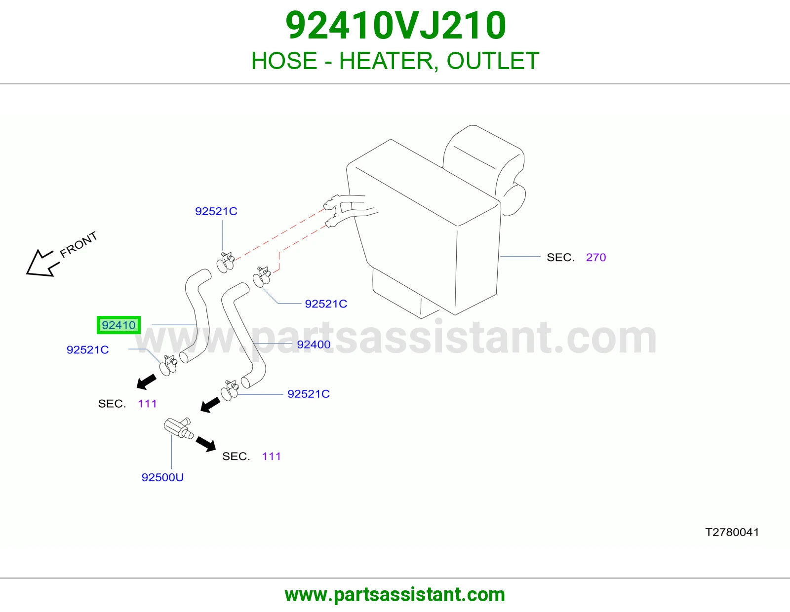 HOSE - HEATER, OUTLET