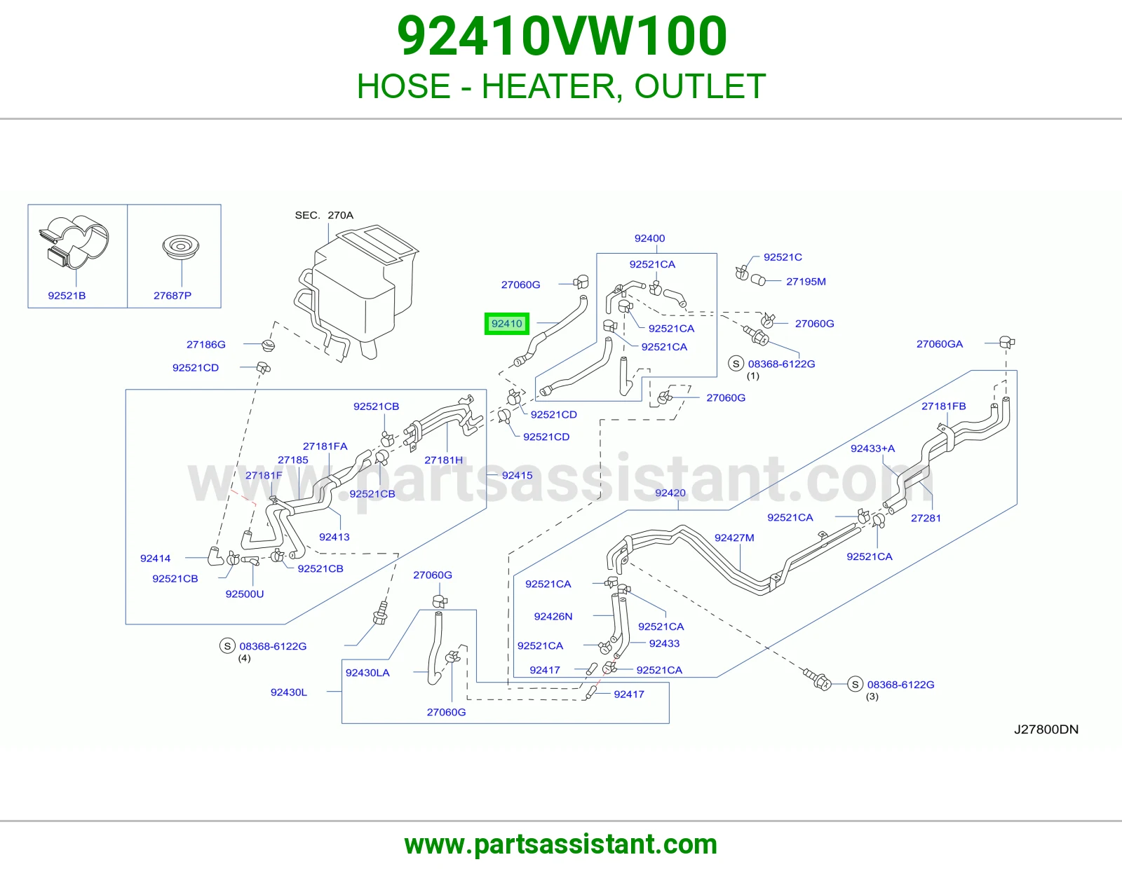 HOSE - HEATER, OUTLET