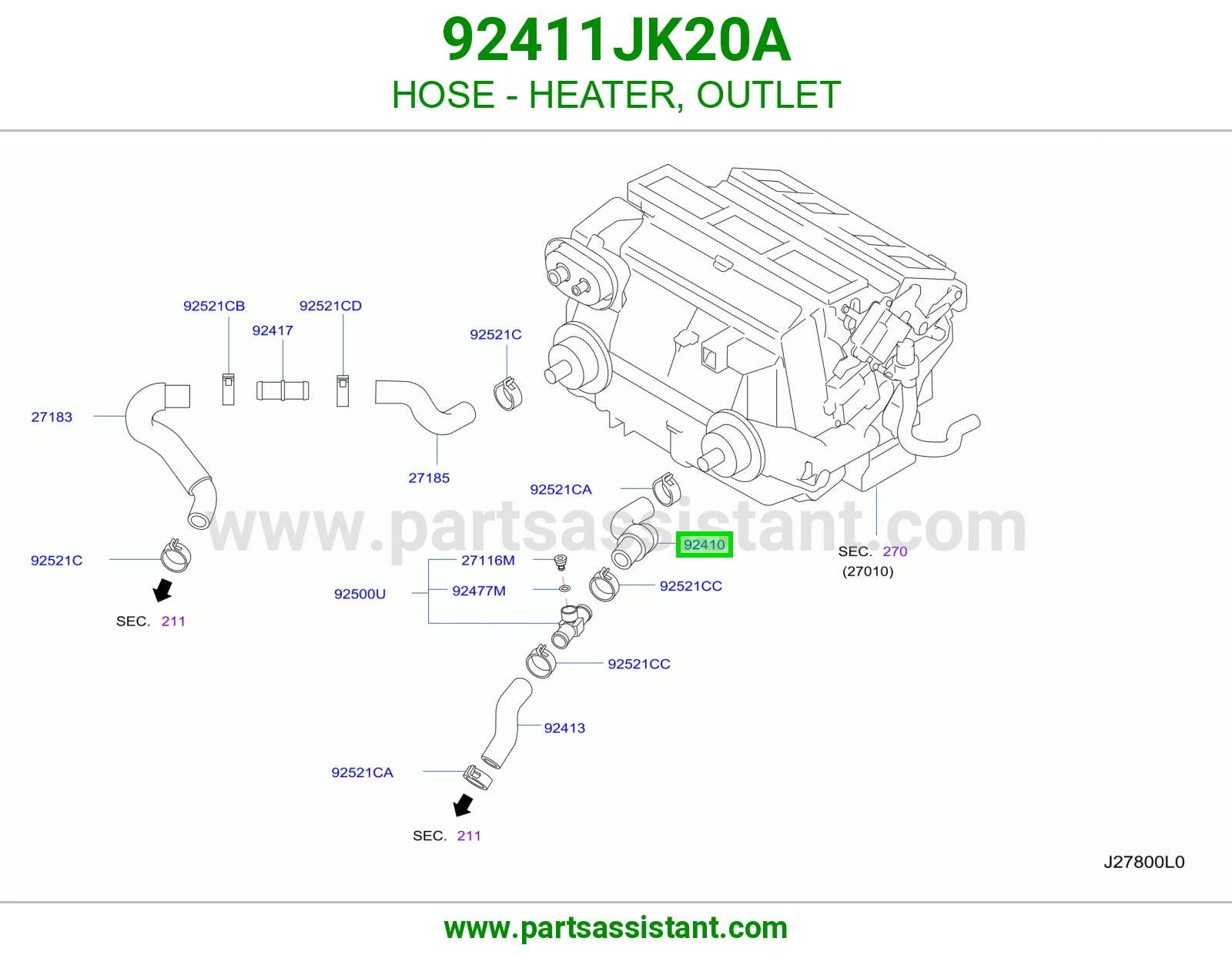 HOSE - HEATER, OUTLET