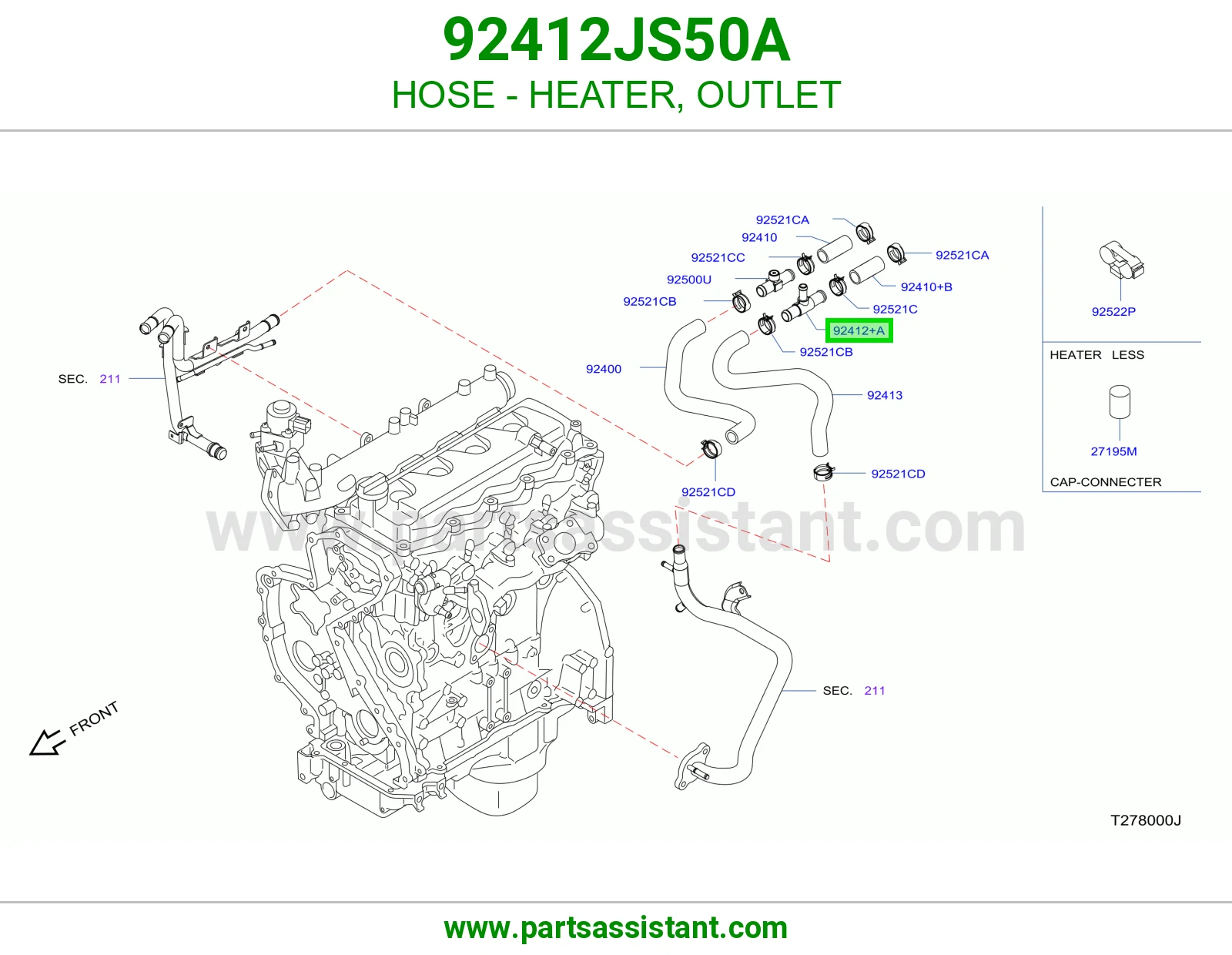 HOSE - HEATER, OUTLET