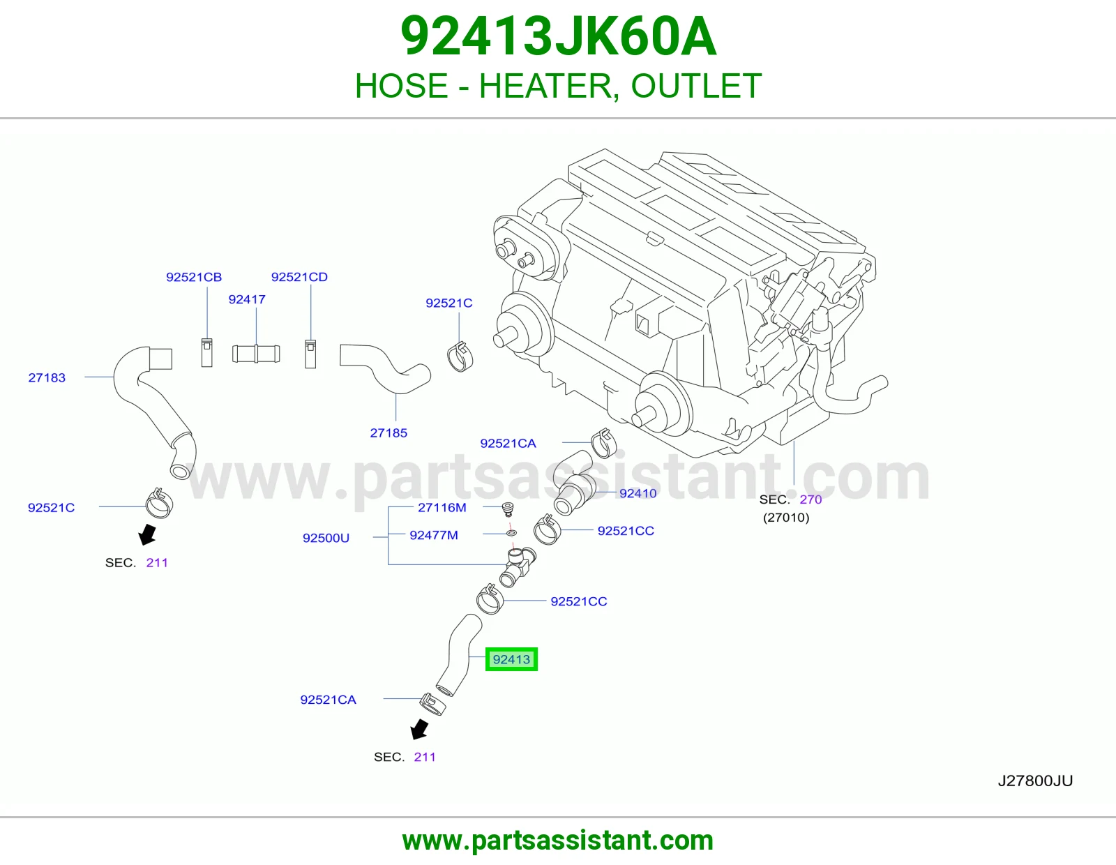 HOSE - HEATER, OUTLET