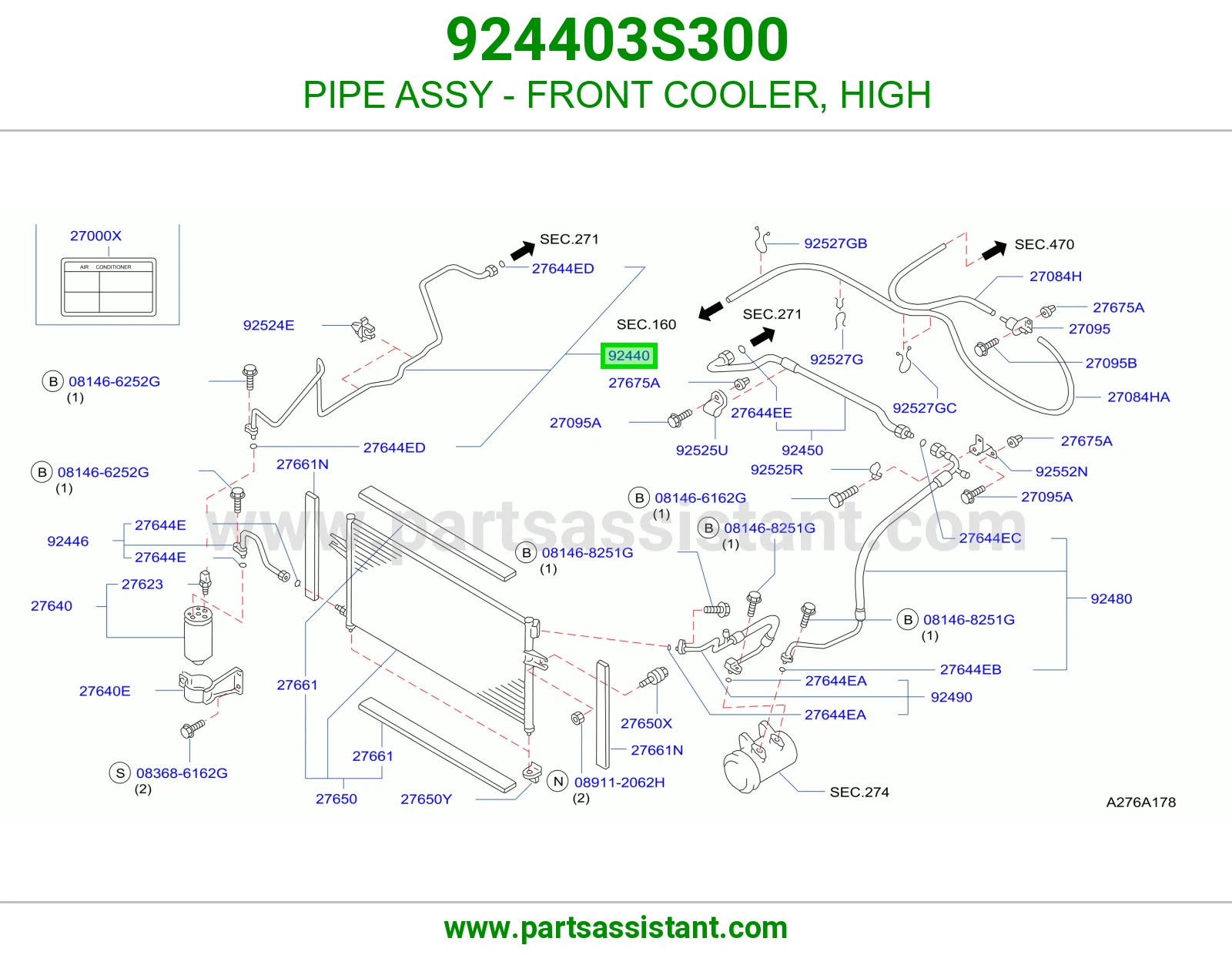 PIPE ASSY - FRONT COOLER, HIGH