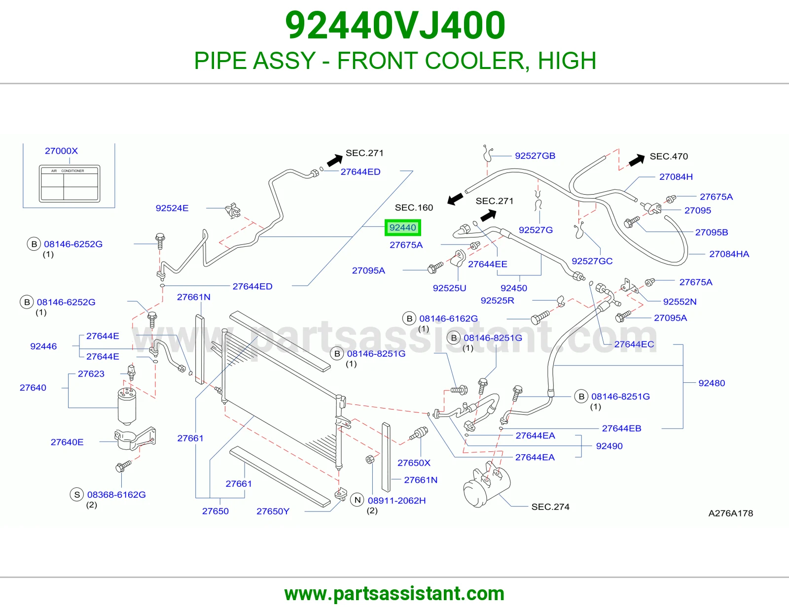 PIPE ASSY - FRONT COOLER, HIGH