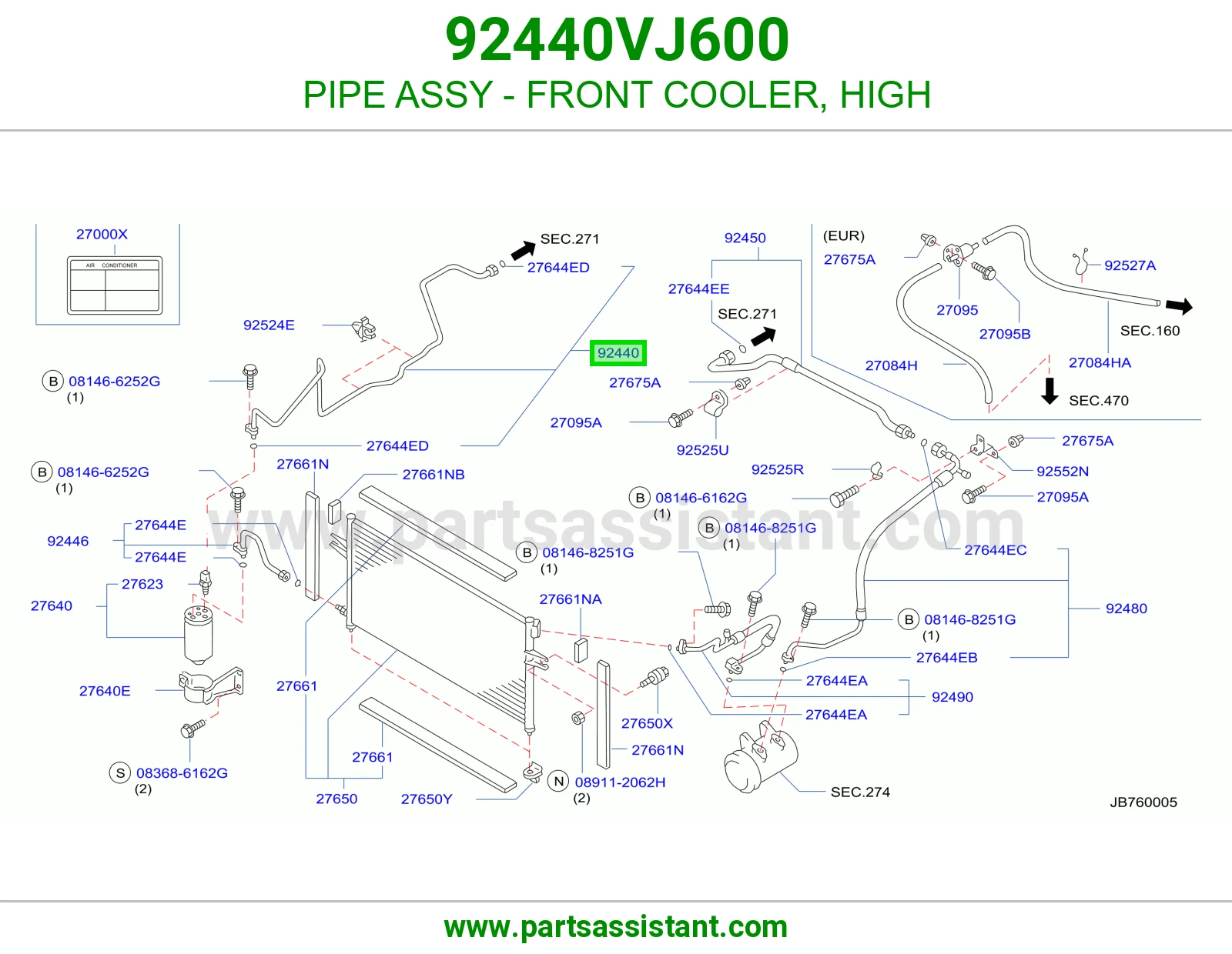 PIPE ASSY - FRONT COOLER, HIGH