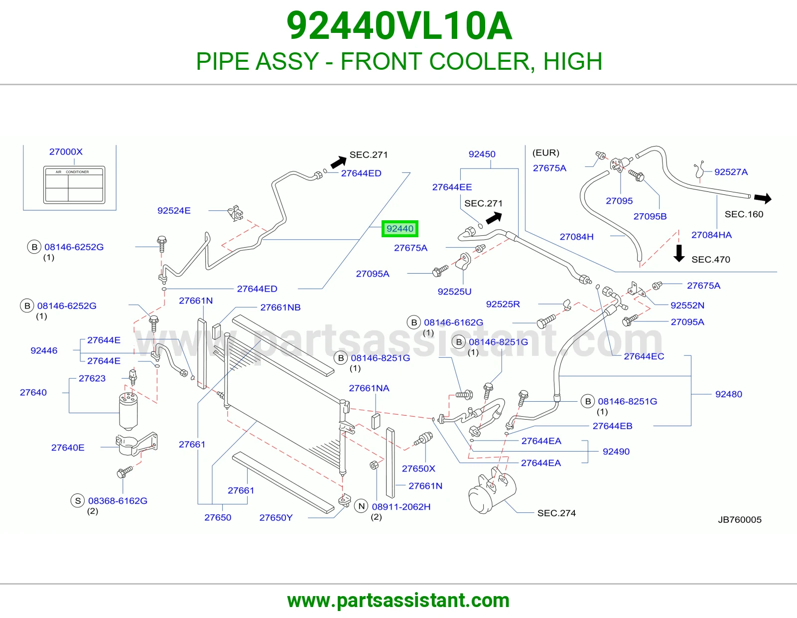 PIPE ASSY - FRONT COOLER, HIGH