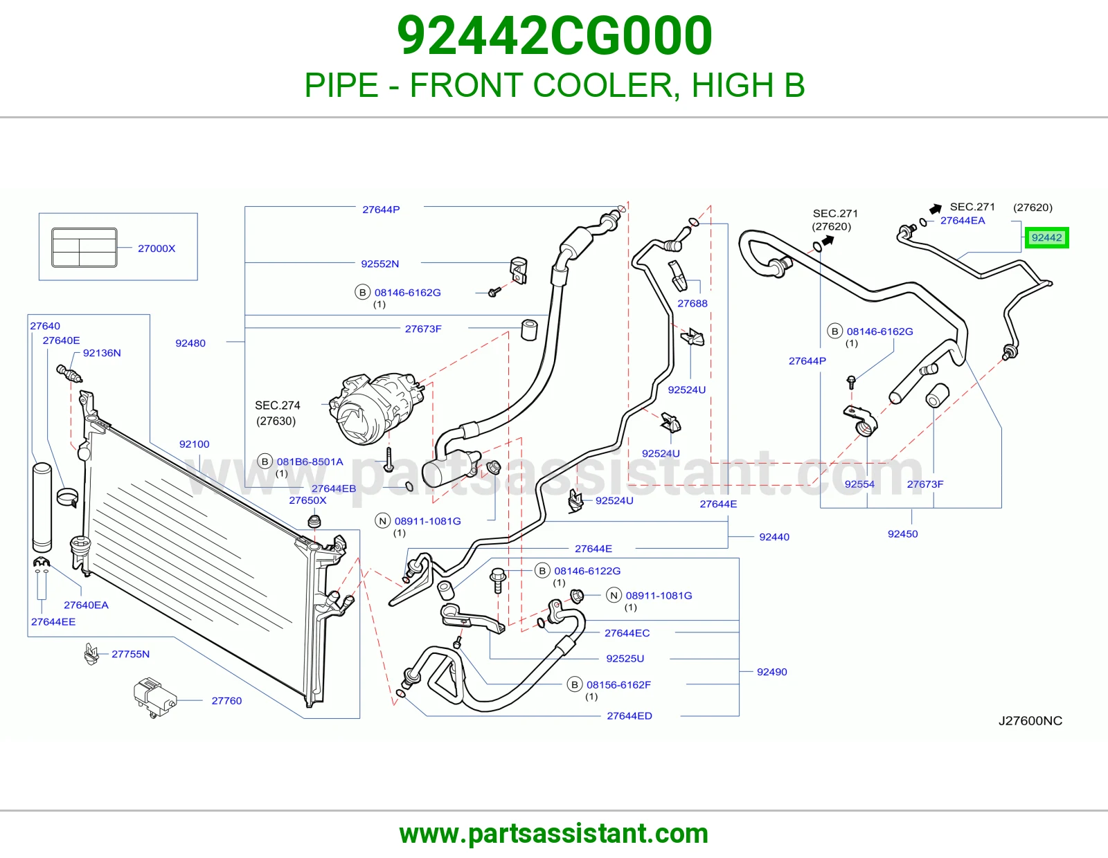 PIPE - FRONT COOLER, HIGH B