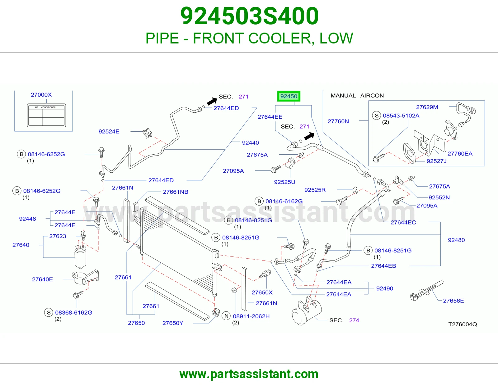 PIPE - FRONT COOLER, LOW