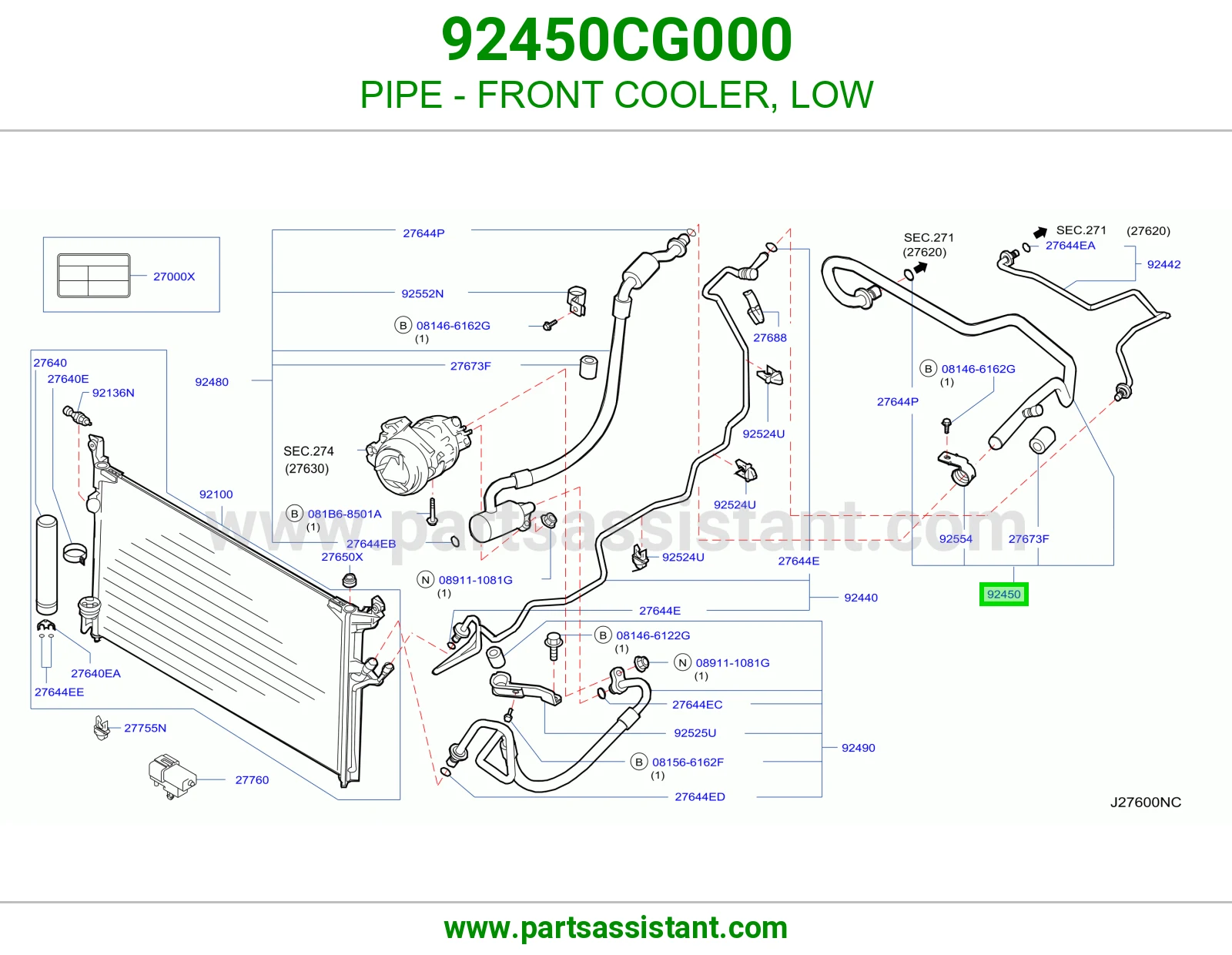 PIPE - FRONT COOLER, LOW