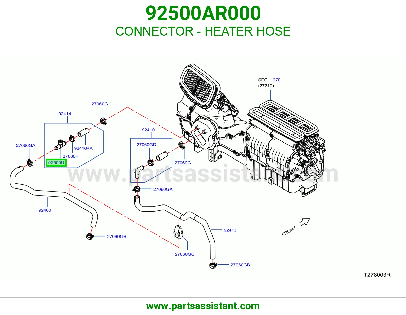 CONNECTOR - HEATER HOSE